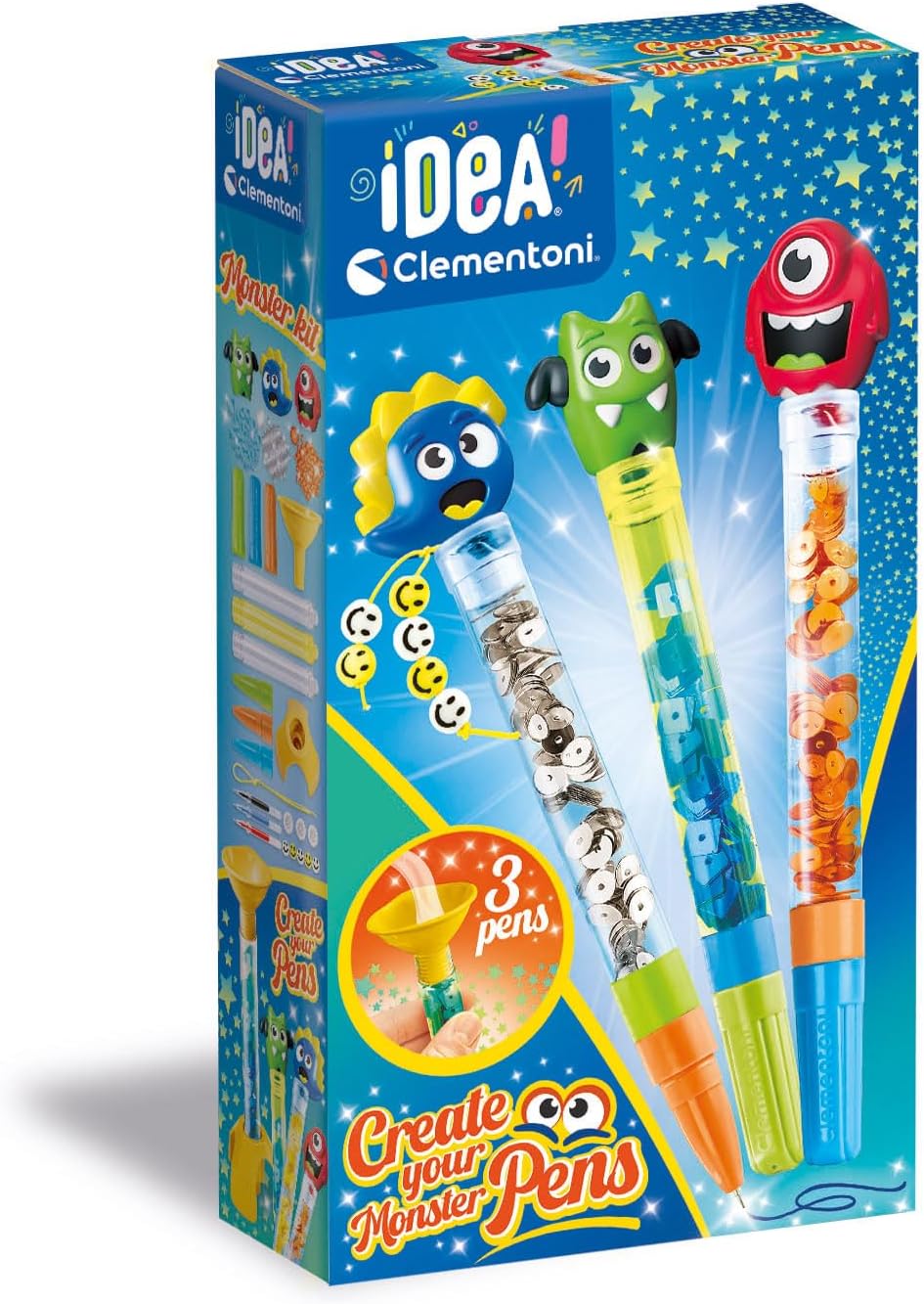 Clementoni Set-Idea-Small Kit Lab Monster-Creative Toys, Laboratory, Coloured, Personalised Pens Girls, Art and Crafts for Kids 6 Years, 18828, Multicolour