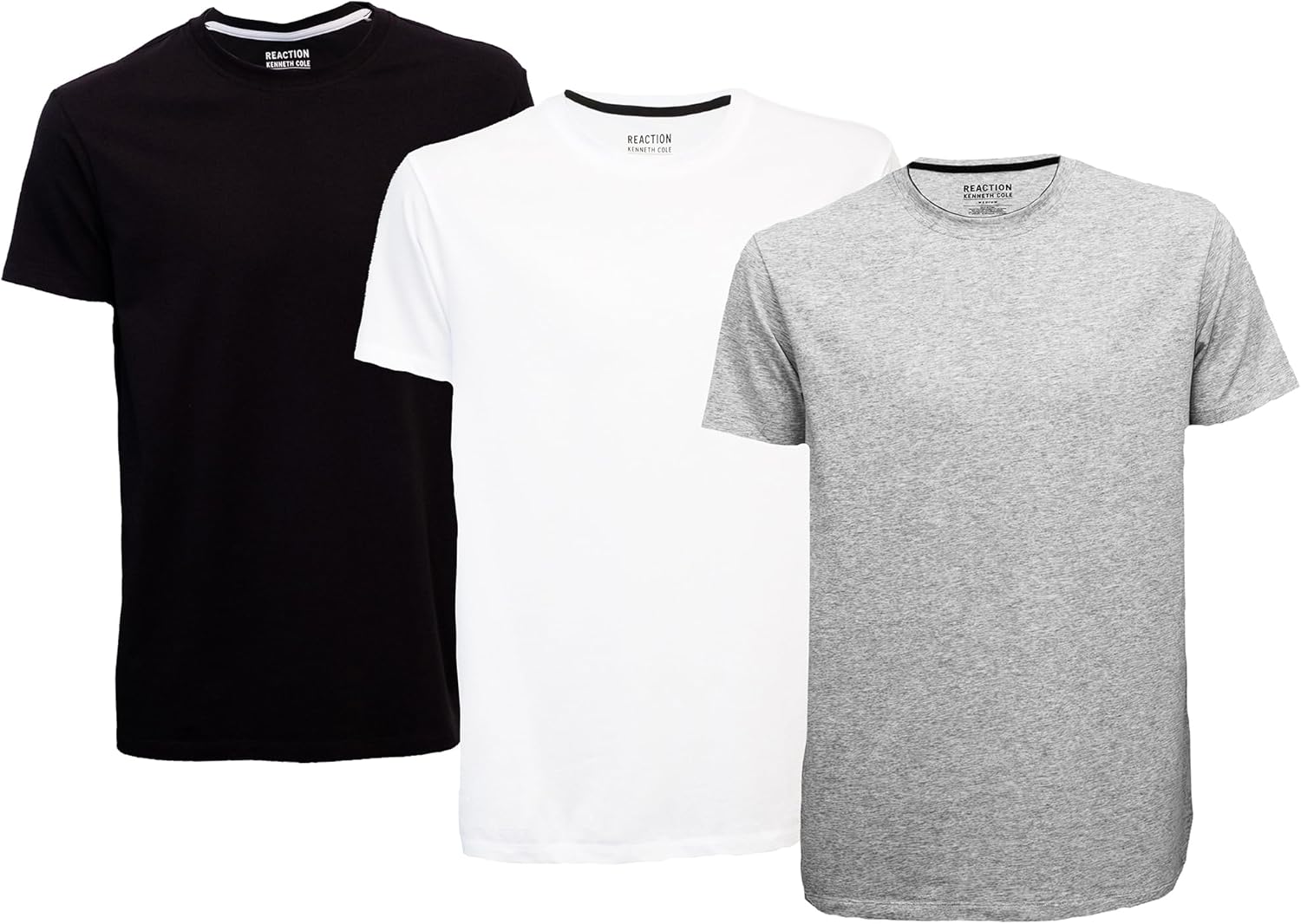 Kenneth Cole REACTION Mens T-Shirt Pack of 3 - UPF 50+ Cotton/Spandex Jersey Slim Fit T Shirts for Men 3-Pack