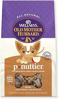 Wellness Old Mother Hubbard Classic P-Nuttier Natural Dog Treats, Crunchy Oven-Baked Biscuits, Ideal for Training, Mini Size, 20 ounce bag