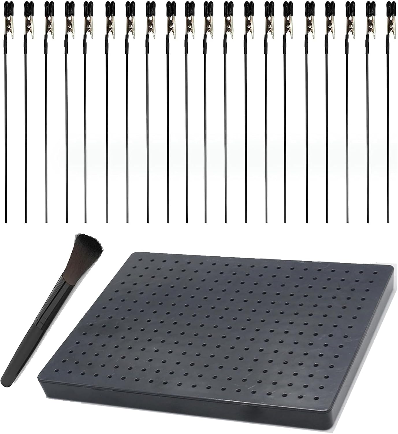 Spray Paint Clamps,Airbrush Kit for Model Painting, Model Making Tool, Painting Stand Base and 20 Pcs Alligator Clip Holder Stand for Hobby (20 * 15cm Black)