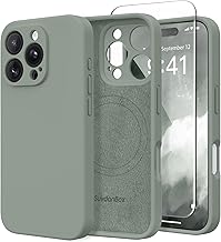 Magnetic for iPhone 16 Pro Case, Compatible with MagSafe, [Full Camera Protection][2 Screen Protectors] Silicone Shockproof Protective Phone Case for iPhone 16 Pro 6.3", Calke Green
