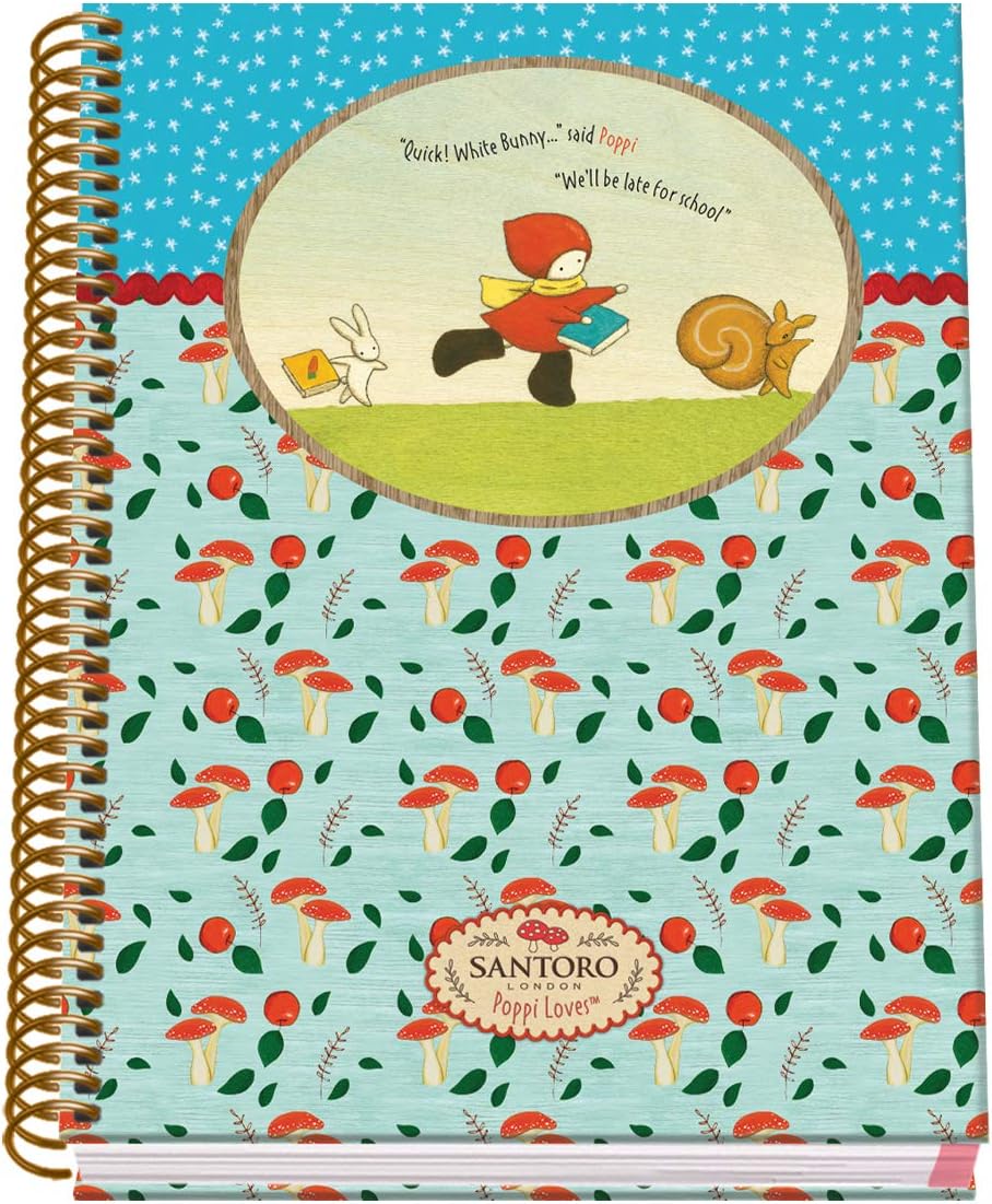 Hardcover A5 Spiral Notebook 100 sheets - Santoro - Poppi Loves - Catch Me