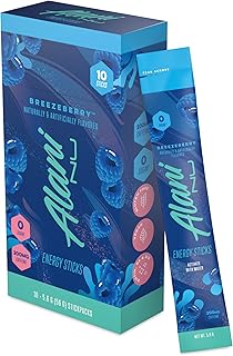 Alani Nu BREEZEBERRY Energy Sticks | Energy Drink Powder | 200mg Caffeine | Pre Workout Performance with Antioxidants | On-The-Go Drink Mix | Biotin, B Vitamins | Zero Sugar | 5 Calories | 10 Pack