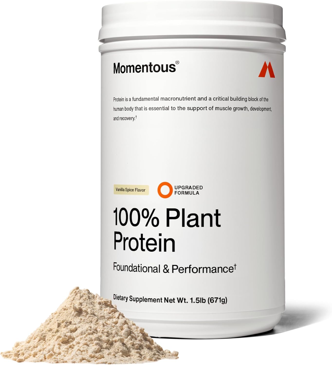 Momentous Vegan Protein Powder - 20 g Plant-Based Protein - NSF Certified for Sport - Gluten-Free - Non-GMO - 22 Servings for Essential Everyday Use - Vanilla Spice