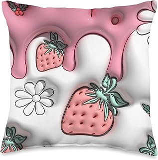 Jummy Strawberry Dessert Dripping Design Throw Pillow