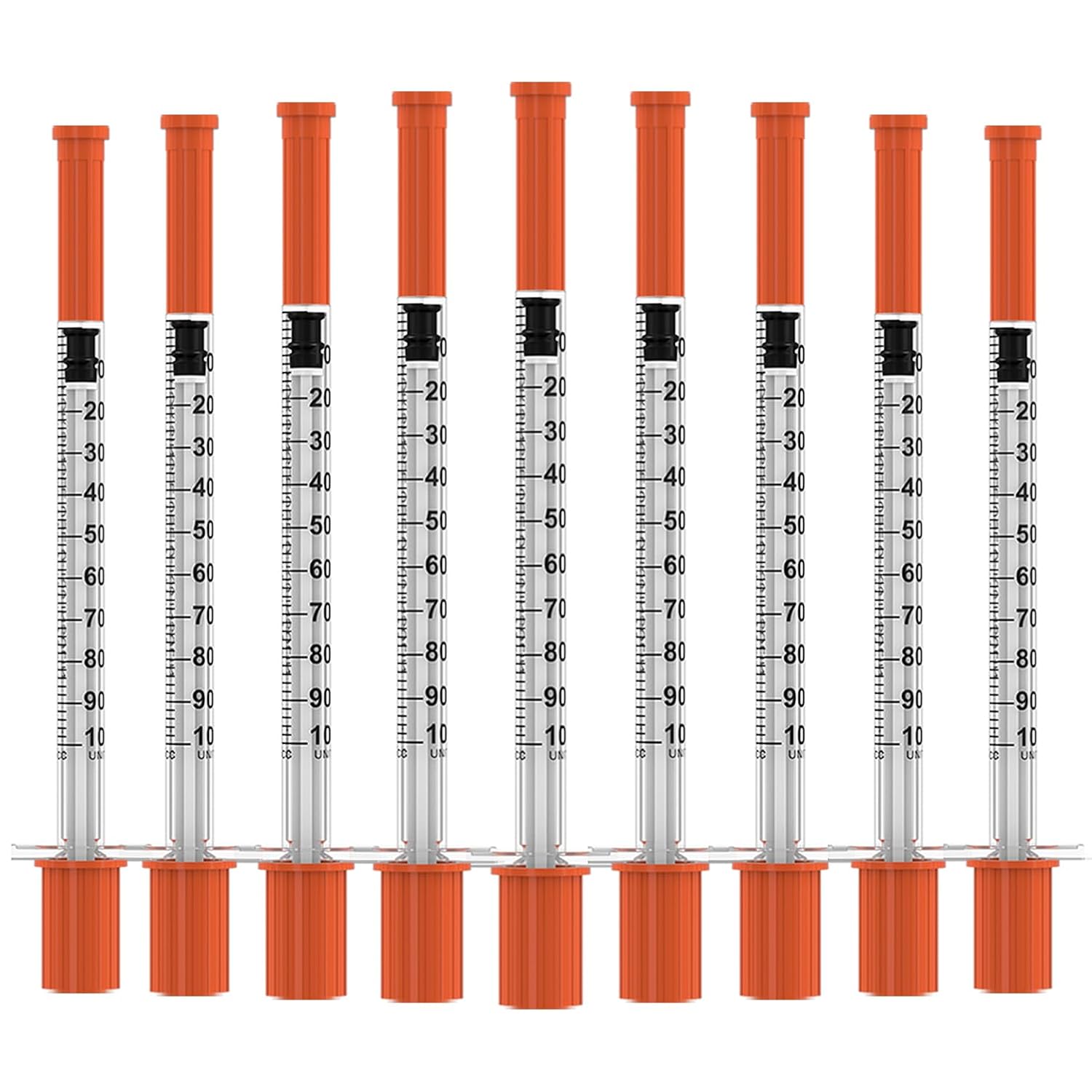 U-100 Disposable Syringes with Needle,1ml/cc,30G 5/16"(8mm) Needle,Individually Wrapped–50 Pack| Lab Supplies