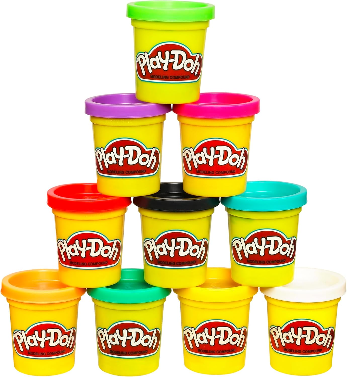Play Doh Modeling Compound 10-Pack Case of Assorted Colors, Non-Toxic 2 oz. Cans, Halloween Toys & Party Favors, Preschool Toys for Kids, Ages 2+ (Amazon Exclusive)