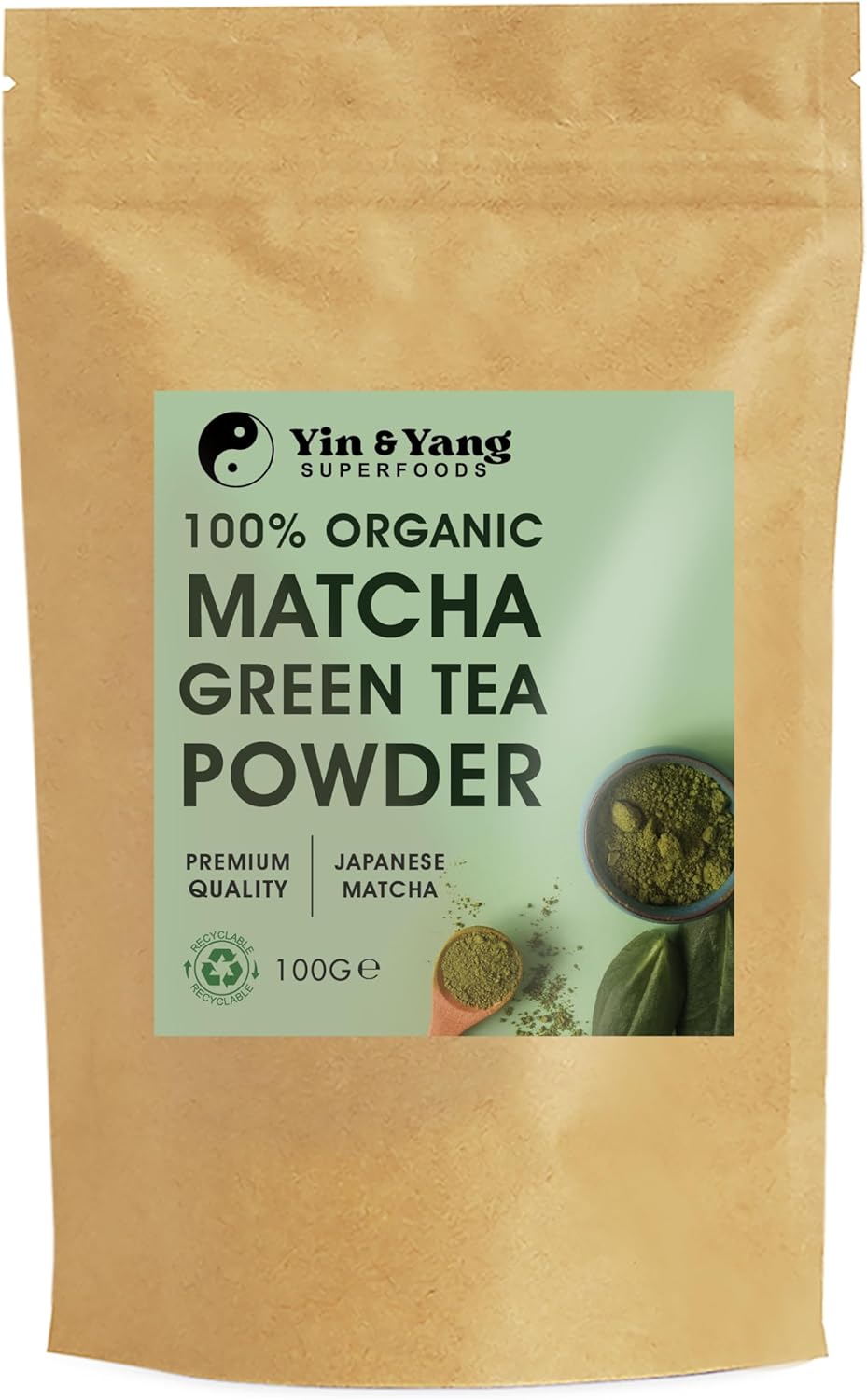 Japanese Organic Matcha Powder - 100g (33 Servings), by Yin & Yang Superfoods - Culinary Grade, Premium Quality, Natural Source of Energy, High in Antioxidants, Pesticide-Free, Vegan