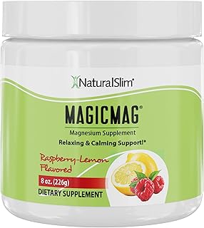 NaturalSlim Magicmag Pure Magnesium Citrate Powder Stress, Constipation, Muscle, Heart Health, and Sleep Support | Raspberry Lemon Magnesium Supplement - 8oz Drink Mix (Solo)