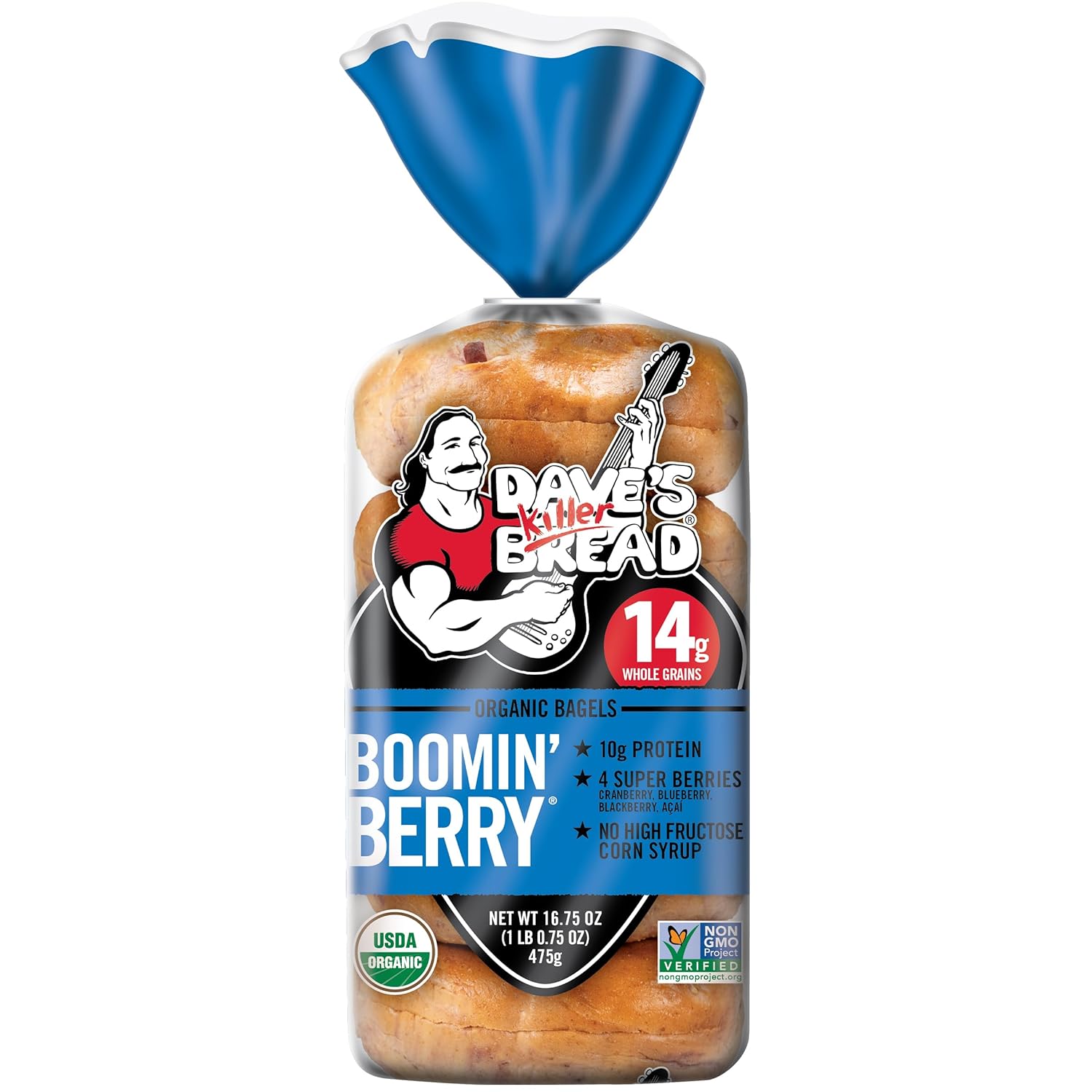 Dave’s Killer Bread® Boomin’ Berry® Bagels, Cranberry, Blueberry, Blackberry and Acai Bagels, 5 Count