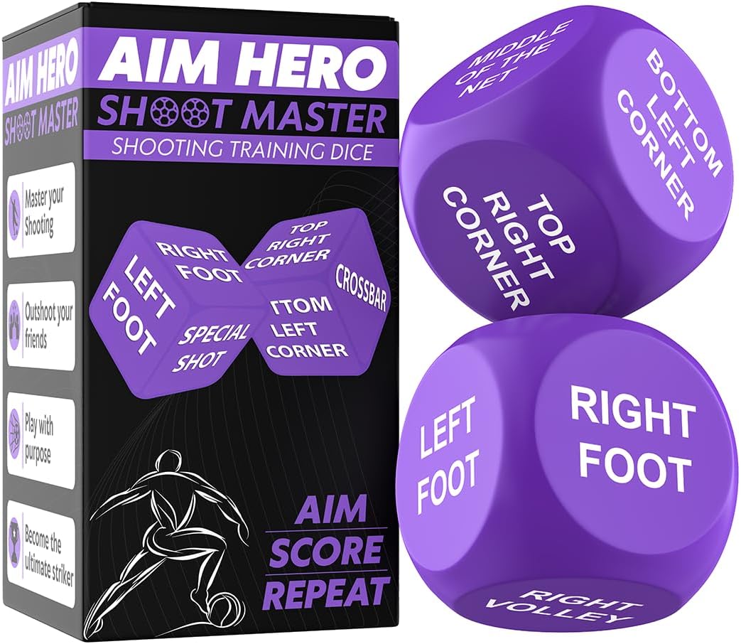 2pc Football Games Shooting Practice Training Dice - Football Gifts for Boys and Girls - Kids Football Training Equipment - Indoor or Outdoor Penalty Shoot Out Game - Football Accessories