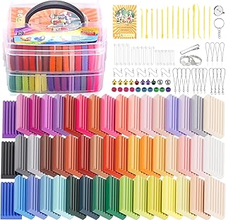 CiaraQ Polymer Clay 50 Colors, DIY Modeling Clay Starter Kits for Kids, Oven Baked Model Clay with Sculpting Tools, Safe and Non-Toxic, Great for Children and Beginners