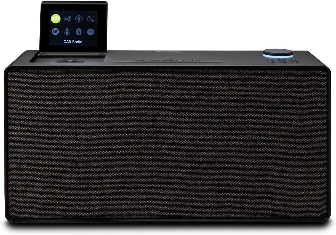 Pure Evoke Home All-in-One Stereo Music System (DAB+/FM Radio, Internet Radio, Podcasts, Spotify Connect, Bluetooth, CD, foldable colour display) Coffee Black