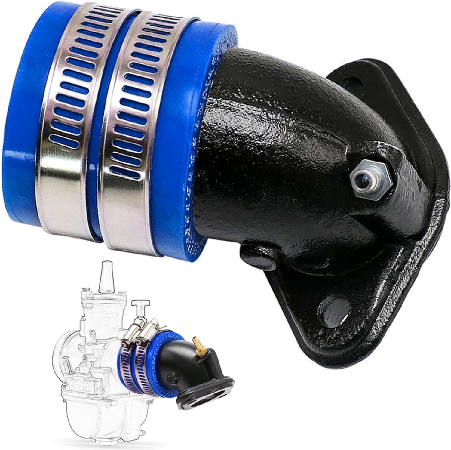 Motorcycle Fuel Supply Manifold Carburetor Interface Adapter for Yamaha 100 RSZ100 JOG100 PE27 PE30 CVK24 26 CVK30 Pwk21-30 Scooter Moped ATV Go Kart Motorcycle(C)