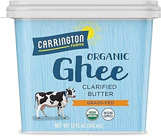 Carrington Farms USDA Certified Organic Grass Fed, Compare Our Cost Per Ounce, Ghee, 12 Fl Oz