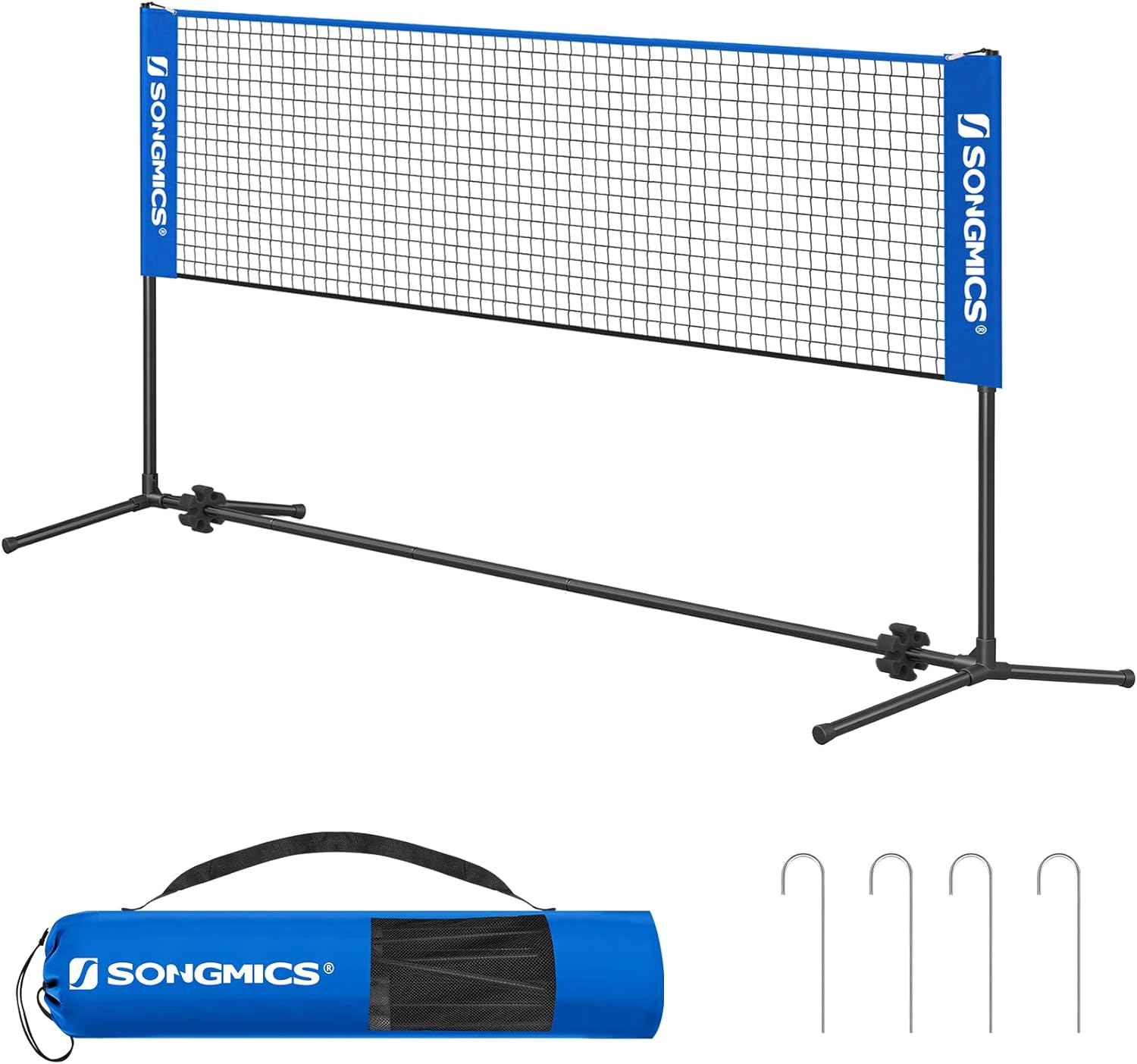 SONGMICS 3 m Badminton Net, Volleyball Net, Adjustable Poles Height, Portable Set for Tennis