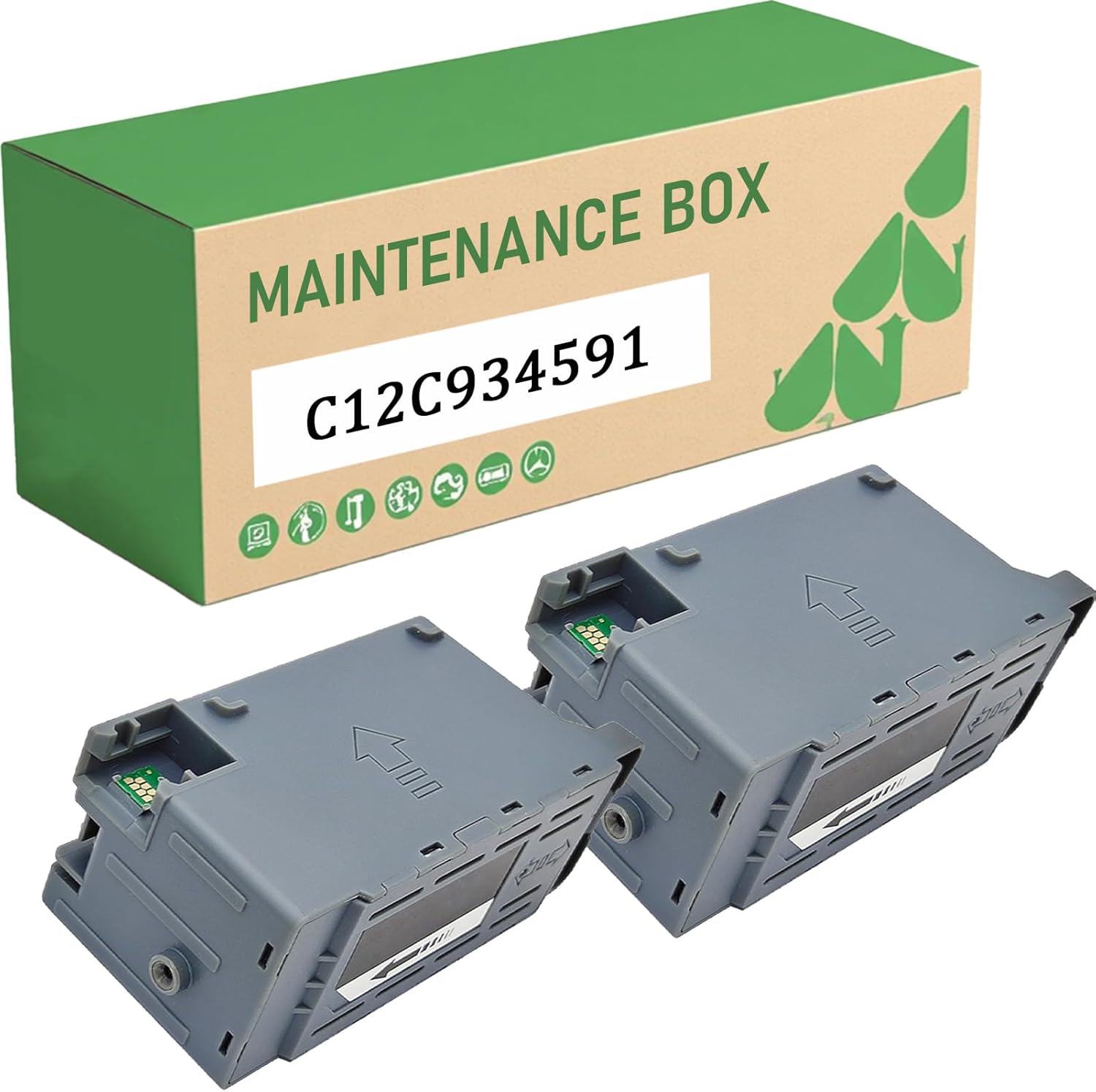 C12C934591 C9345 PXMB9 Ink Maintenance Box Compatible for Epson EcoTank ET-18100 L15150 L15160 L18050 L6460 L8050 L8180 Pro ET-16600 16650 5150 Printer Waste Ink Tank 2-pack