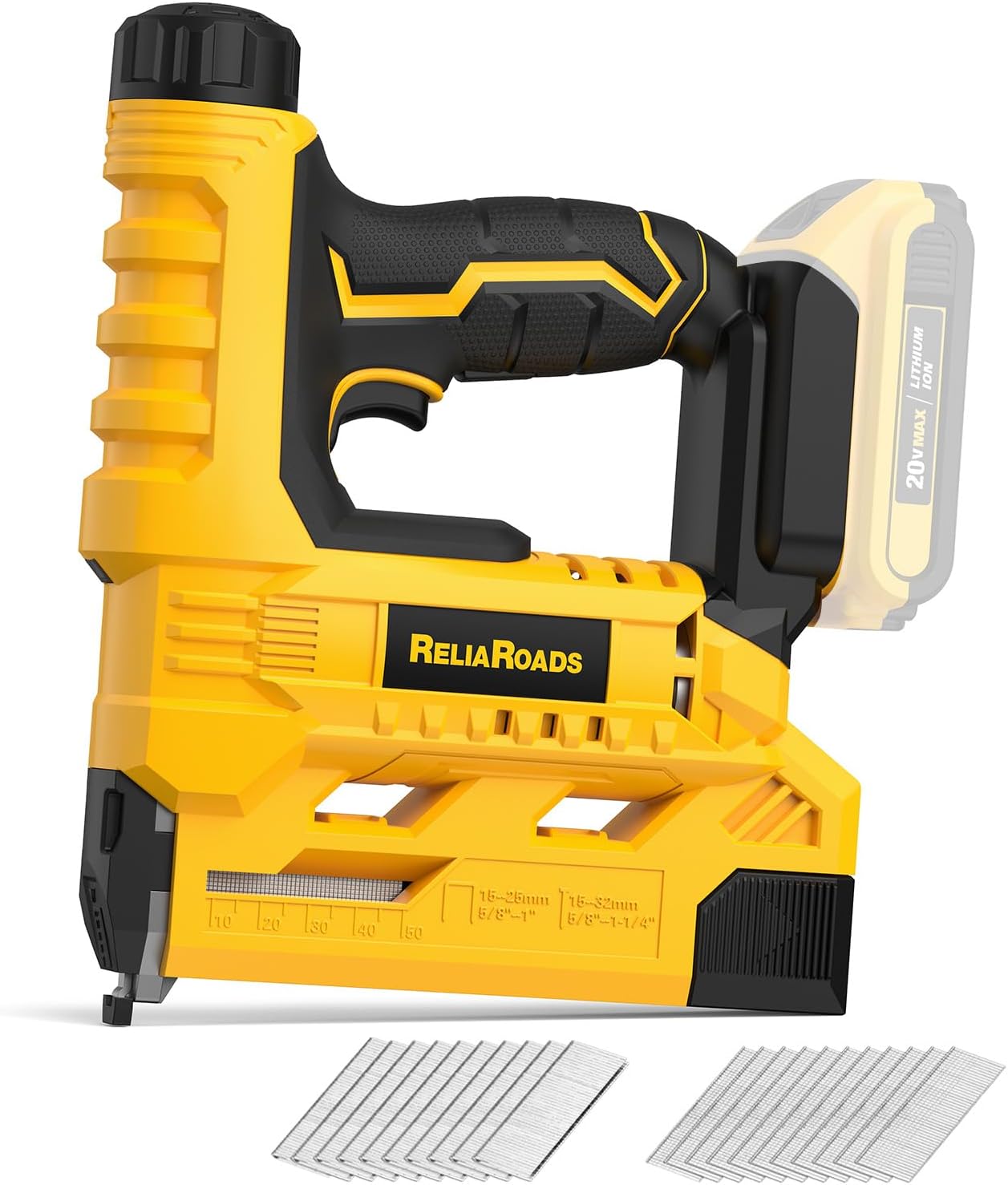 2-in-1 Cordless 18GA Brad Nailer & T50 Crown Stapler for DeWALT 20V MAX Battery (Tool Only) - Lightweight, 1600 Nails/Staples Included for DIY, Upholstery & Home Renovation