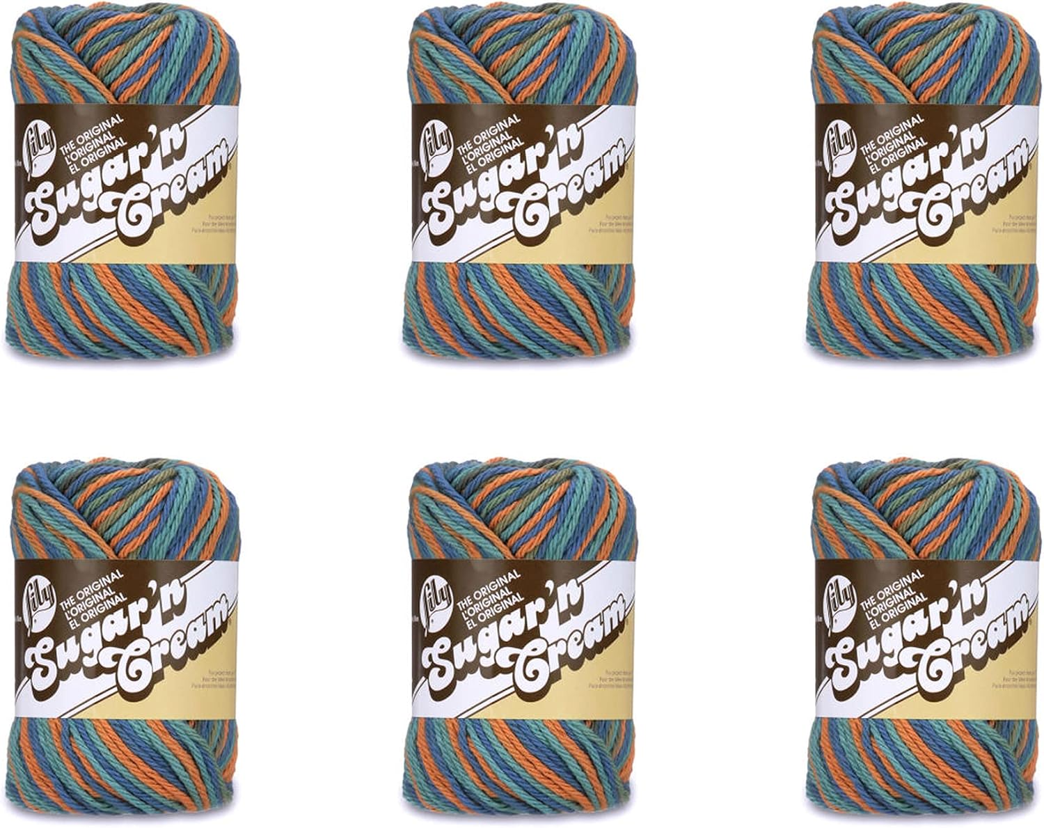 Lily Sugar'N Cream Capri Yarn - 6 Pack of 57g/2oz - Cotton - 4 Medium (Worsted) - 95 Yards - Knitting/Crochet