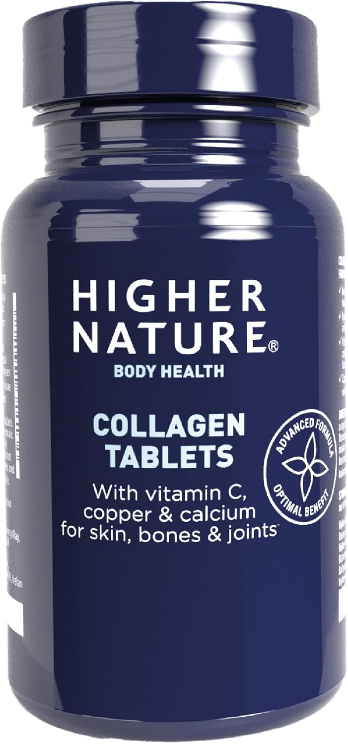Higher Nature - Collagen Tablets - Hydrolysed Marine Collagen - Vitamin C - Calcium for Bone Support - Responsibly Sourced - 180 Tablets