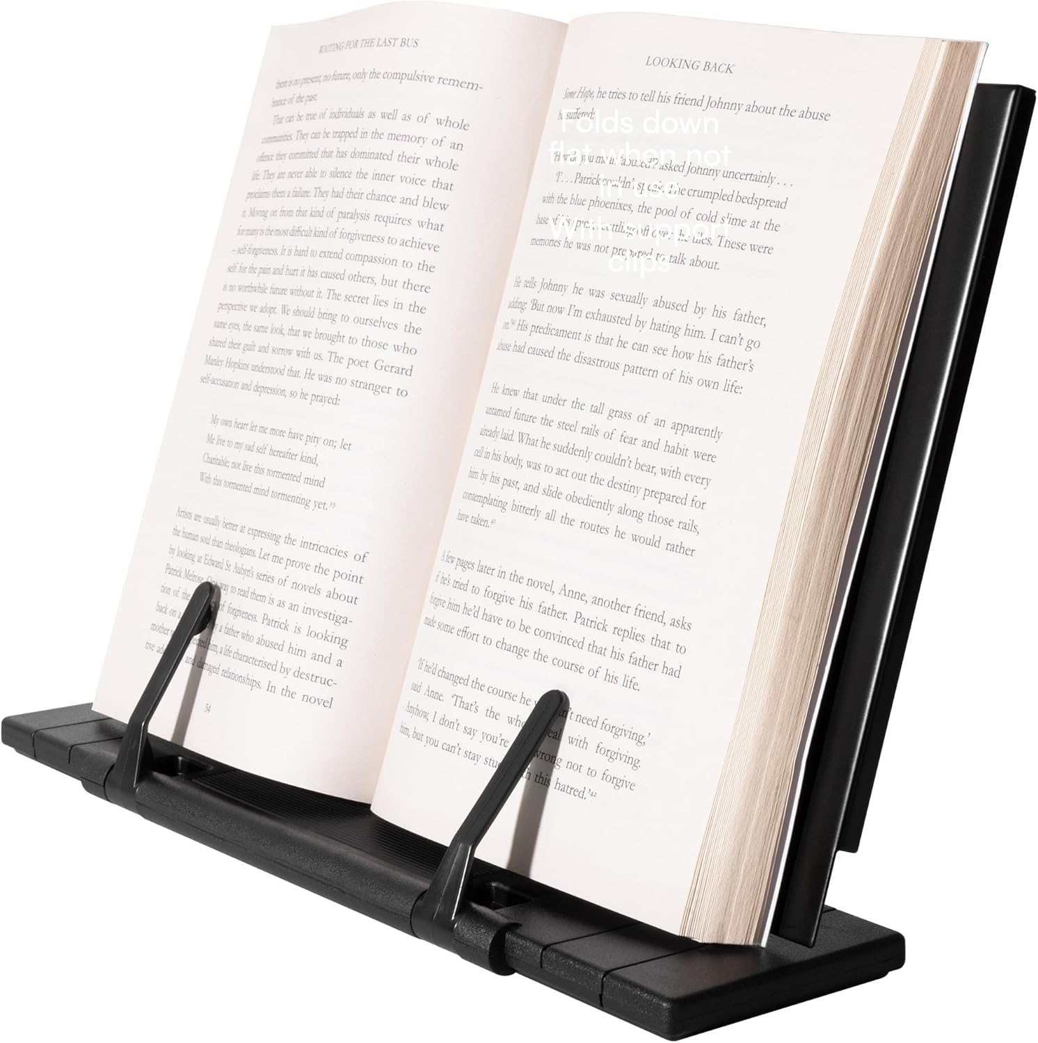 H&S Recipe Book Stand – Adjustable Text or Recipe Book Holder – Stand for Display or Desk – Metal Cookbook Rest – Bound Document Holder – Space-Saving Design with 7 Angles