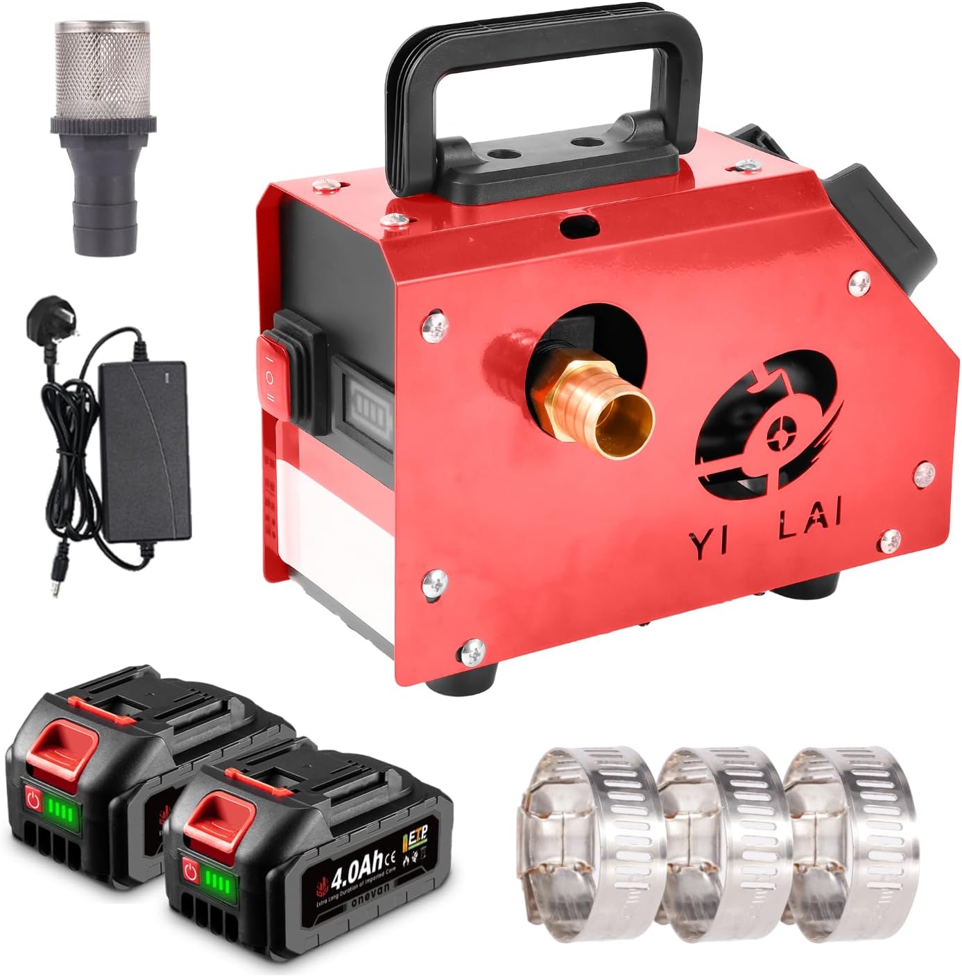 Cordless Water Pump Electric Transfer Pump - 2 in 1 Portable Self-Priming Electric Utility for Garden, Hot Tub, Tank, Pool, Ponds, Aquariums((Incl. 2 Batteries)