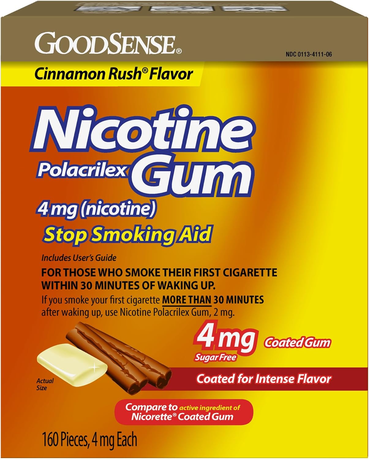 GoodSense Nicotine Polacrilex Coated Gum 4 mg, Soft Cinnamon, 160 Count