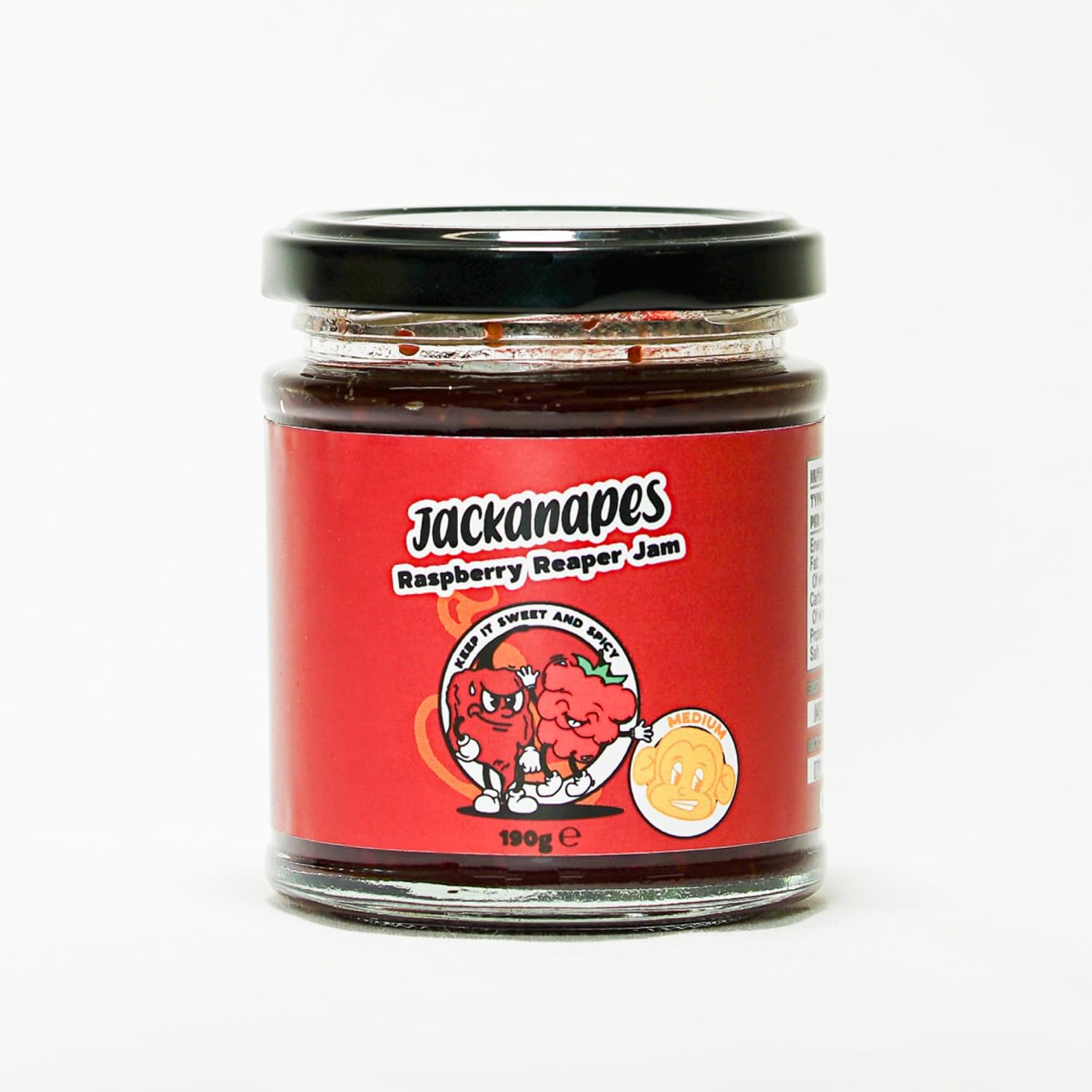 Raspberry Reaper Jam by Jackanapes 190g - Medium Heat Vegan Chilli Jam with Raspberries, Carolina Reaper and Scotch Bonnet Chillies - Made in the UK