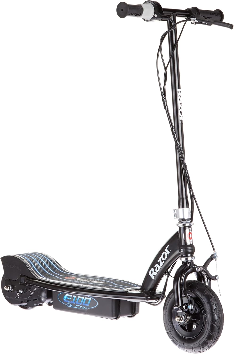 Razor E100 Glow Electric Scooter for Kids Age 8 and Up, LED Light-Up Deck, 8" Air-filled Front Tire, Up to 40 min Continuous Ride Time