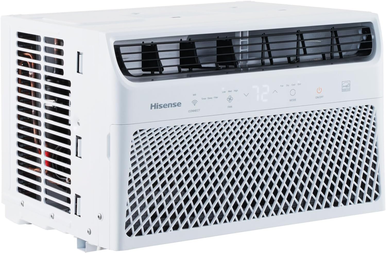 Hisense AHW0823CW1W 8,000 Smart Air Conditioner with Wi-fi Control, Dehumidifier, and Remote, 115V, Window AC Unit for Apartment, Bedroom, Medium Rooms up to 350 Square Feet in White, 8000 BTU