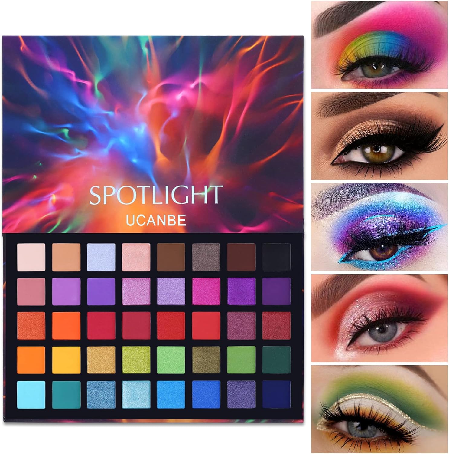 UCANBE Spotlight Eyeshadow Palette Professional 40 Color Eye Shadow Matte Shimmer Makeup Pallet Highly Pigmented Colorful Powder Long Lasting Waterproof Eye Shadow