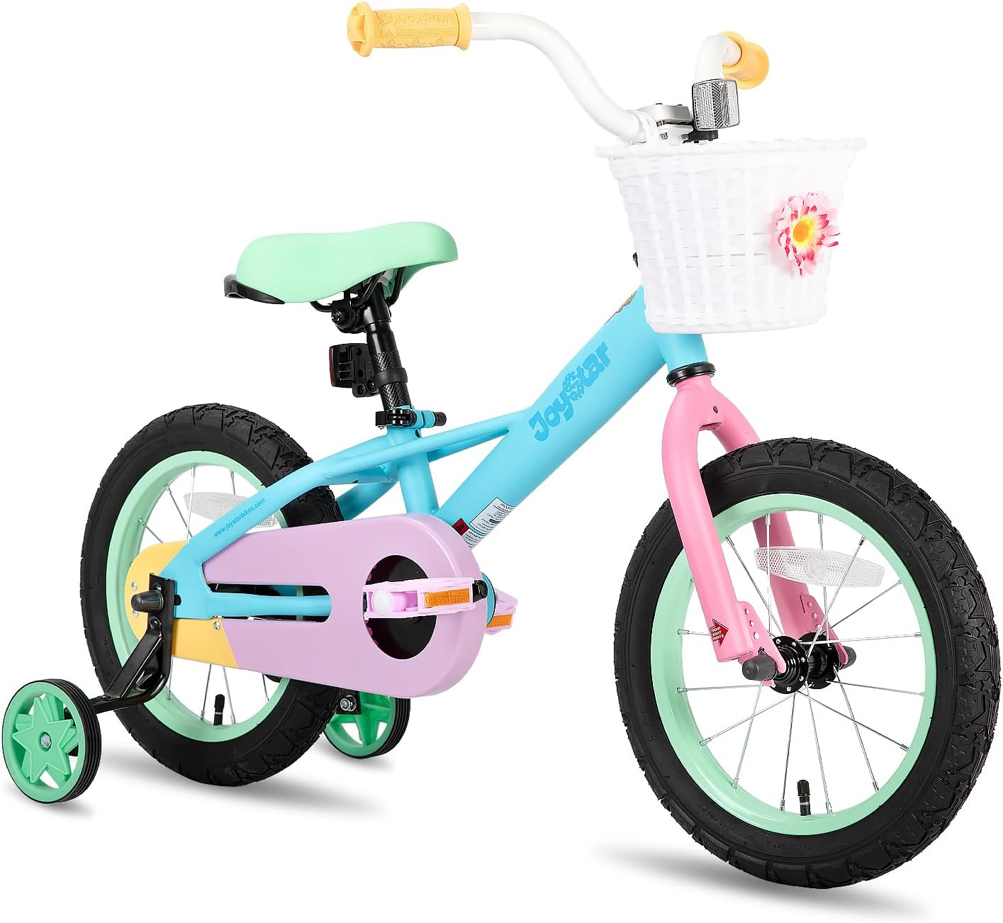 JOYSTAR 12 14 16 Inch Kids Bike for 2-7 Years Girls 33-53 Inch Tall, Toddler Girl Bike with Training Wheels, Rainbow Bikes, Children Bicycle, Macaroon