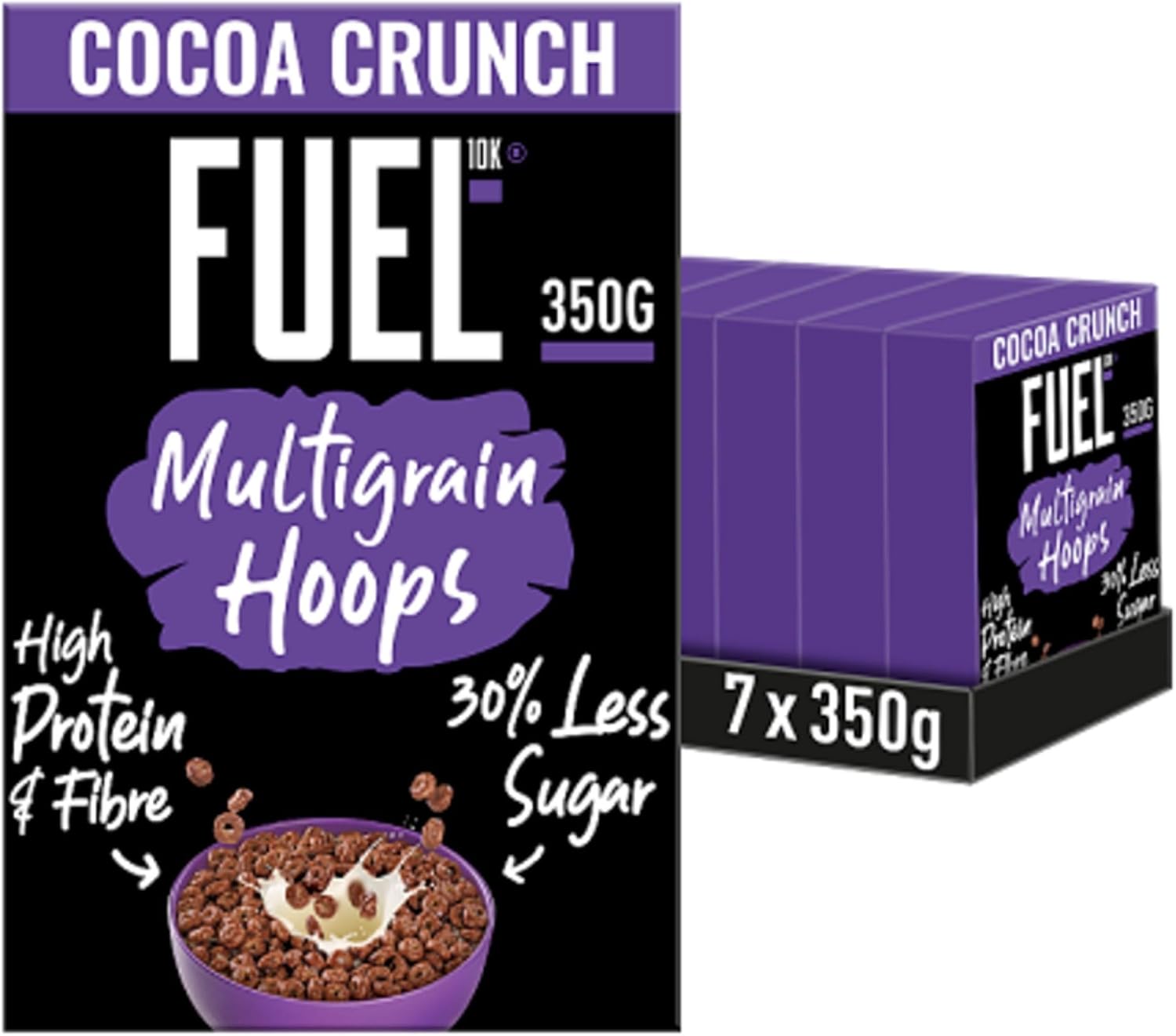 FUEL10K Chocolate Multigrain Hoops High Protein Breakfast Cereal, 350 g (Pack of 7)