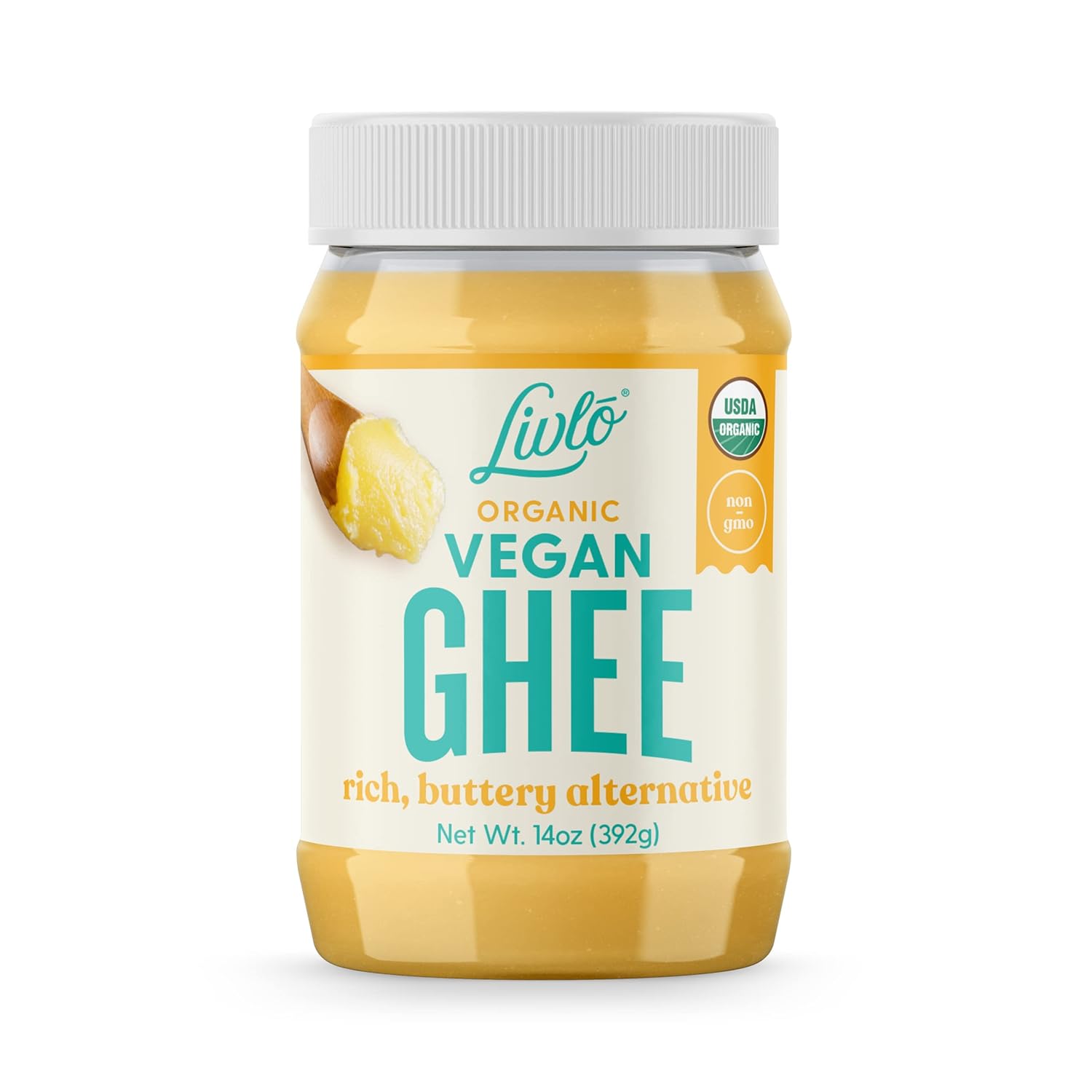 Livlo Organic Vegan Ghee - Plant Based Butter - No Refrigeration Necessary - Dairy, Soy Free, and Gluten Free Substitute to Ghee and Butter - 14 oz.