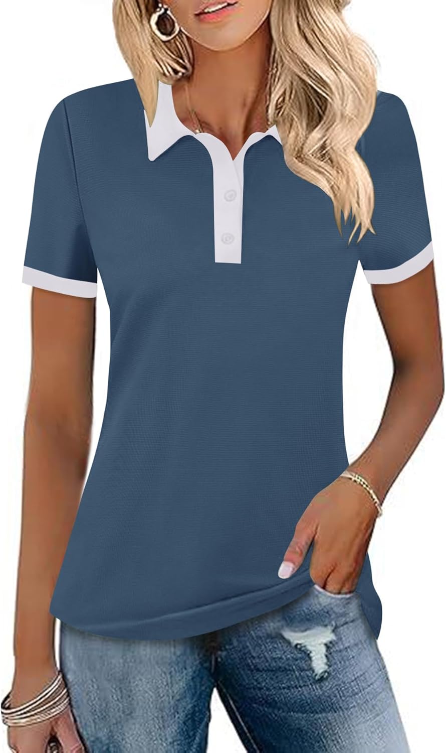 LOMON Womens Golf Polo Shirts Short Sleeve Collared Tops Lightweight Moisture Wicking Tennis Activewear S-XXL
