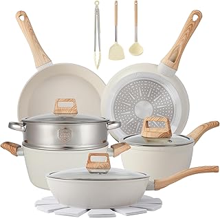 16PCS Pots and Pans Set Non Stick Cookware Set Nonstick with Cooking Set (white, 16pieces)