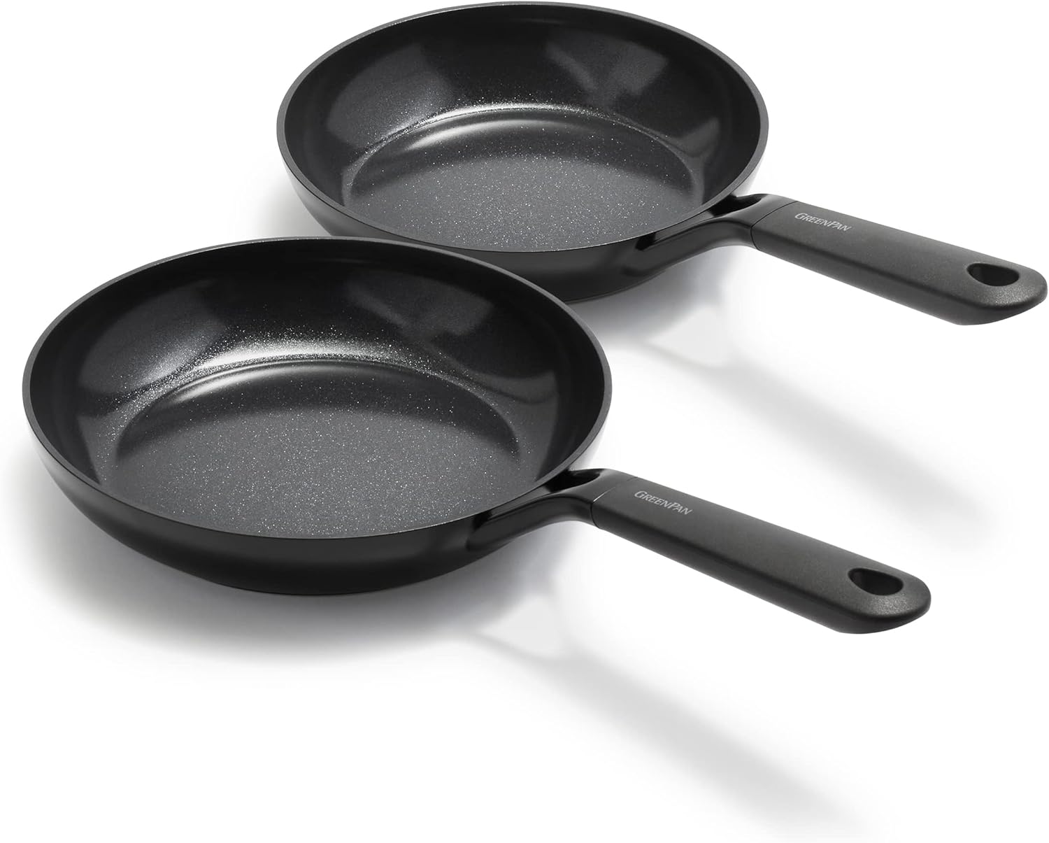 GreenPan SmartShape Healthy Ceramic Non-Stick 20 cm and 28 cm Frying Pan Skillet Set with Pan Protector, PFAS-Free, Induction Suitable, Oven Safe, Black