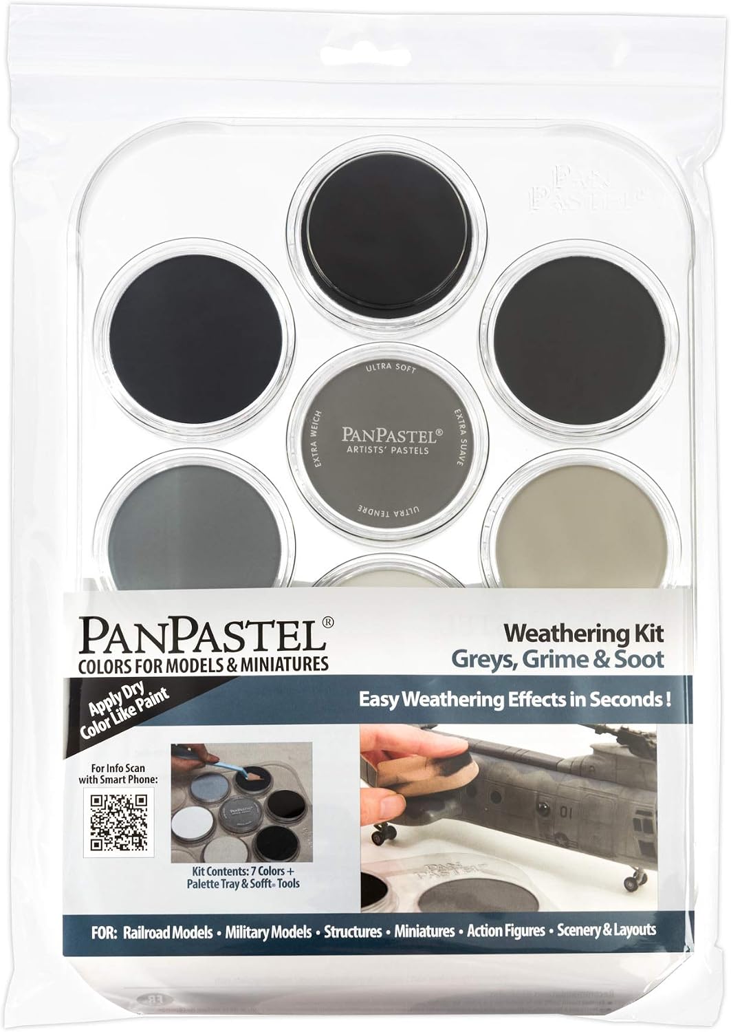 PanPastel Colorfin Pan Ultra Soft Artist Pastel Set 9ml 7 kg-Weathering-Grays, Grime and Soot