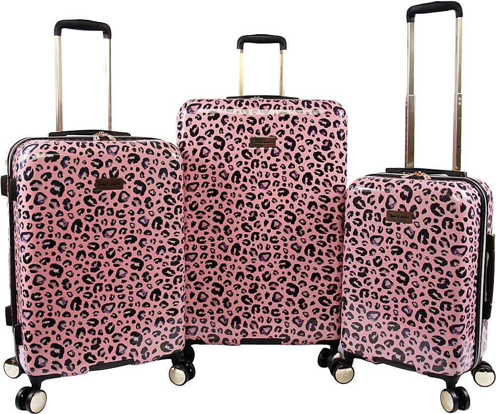 Juicy Couture Jane 3-Piece Hardside Spinner Luggage Set, Pink Leopard, One Size, Jane 3-Piece Hardside Spinner Luggage Set