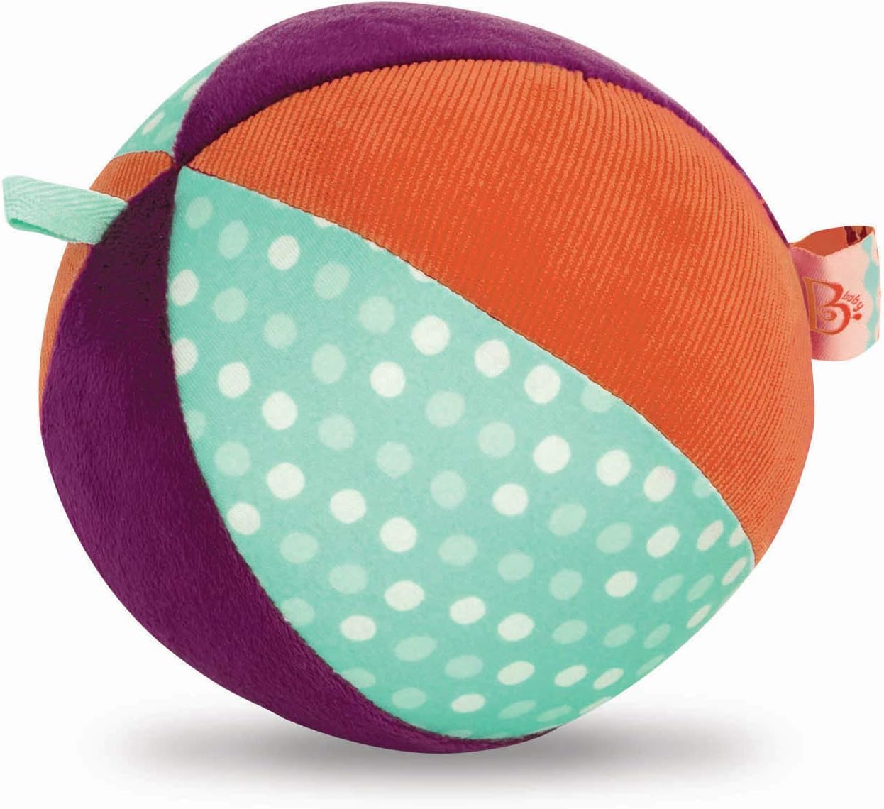 B. toys – Large Textured Plush Baby Ball – Chiming Bell – Gross Motor Skills & Sensory Development – for babies & Toddlers – Make It Chime – 6+ Months, 15.24*15.24*15.24