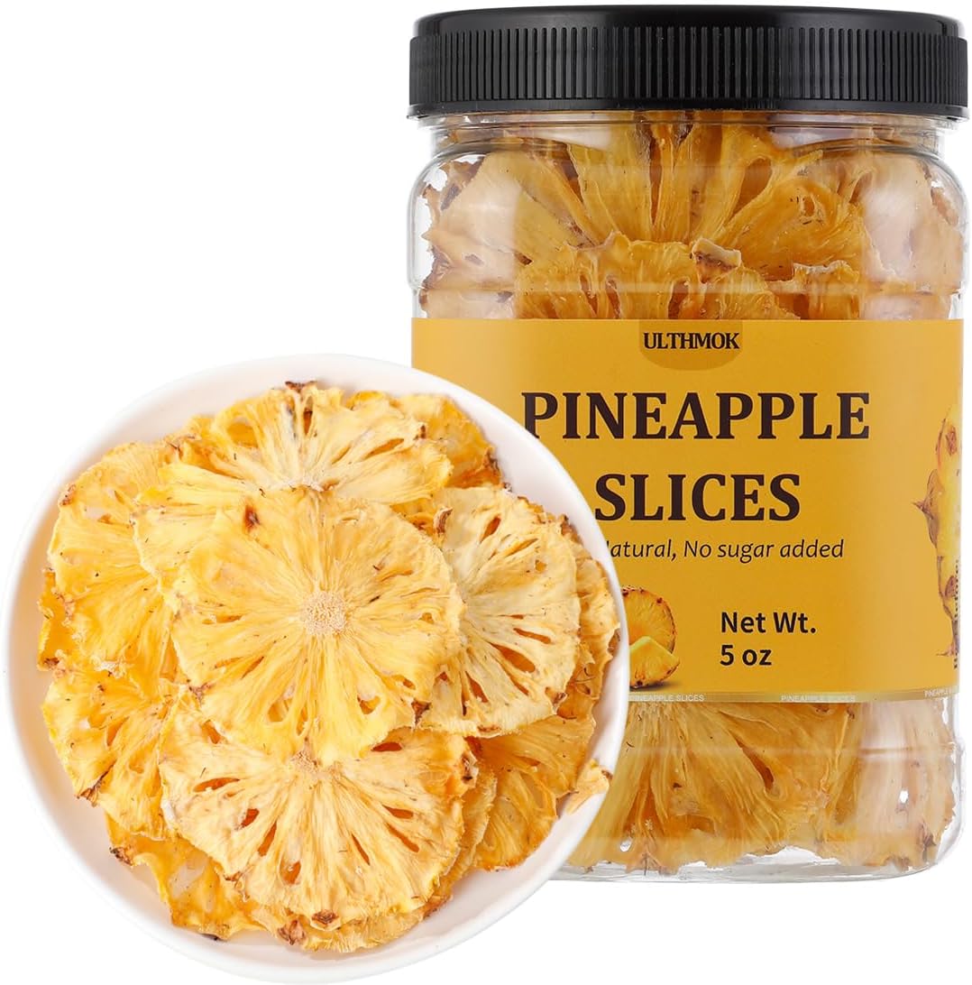 Premium Dried Pineapple 5 Oz/142g,Dehydrated Pineapple Slices,100% Natural,No Additives & No Sugar Added