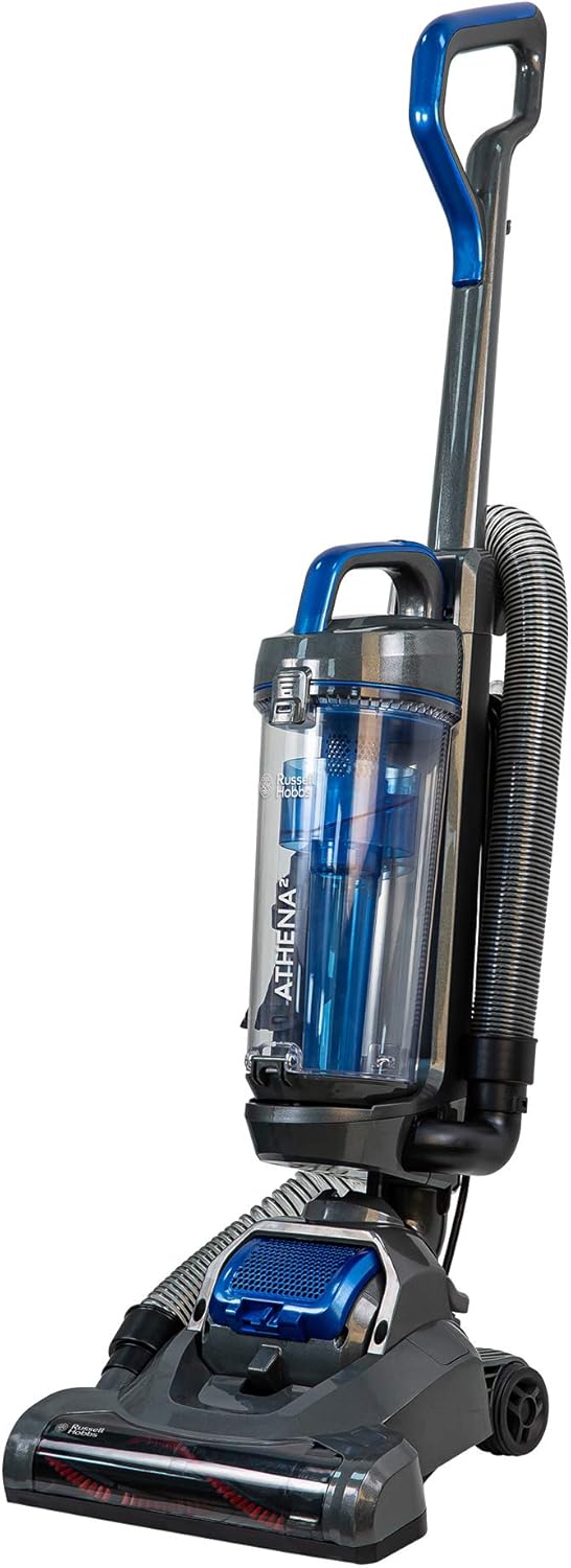 Russell Hobbs Upright Vacuum Cleaner ATHENA2 2 Litre Grey & Blue with 3 in 1 Multi-Tool, Triple Dust Lock 400W High Efficiency Motor, Swivel Floorhead, 2 Year Guarantee RHUV5101
