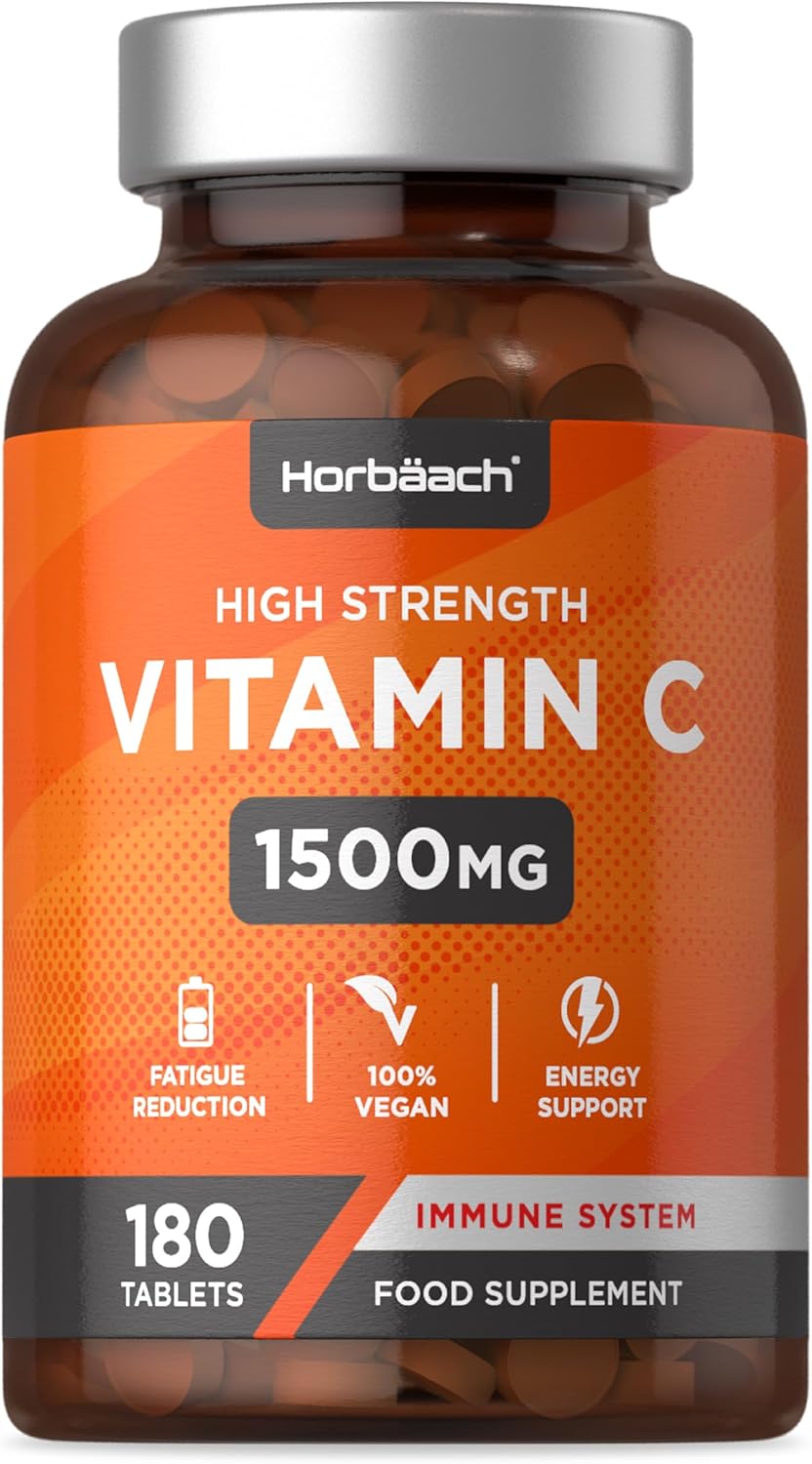 Vitamin C Tablets 1500mg | 180 Count | High Strength Vitamin C as Ascorbic Acid | Suitable for Vegetarian and Vegan | by Horbaach