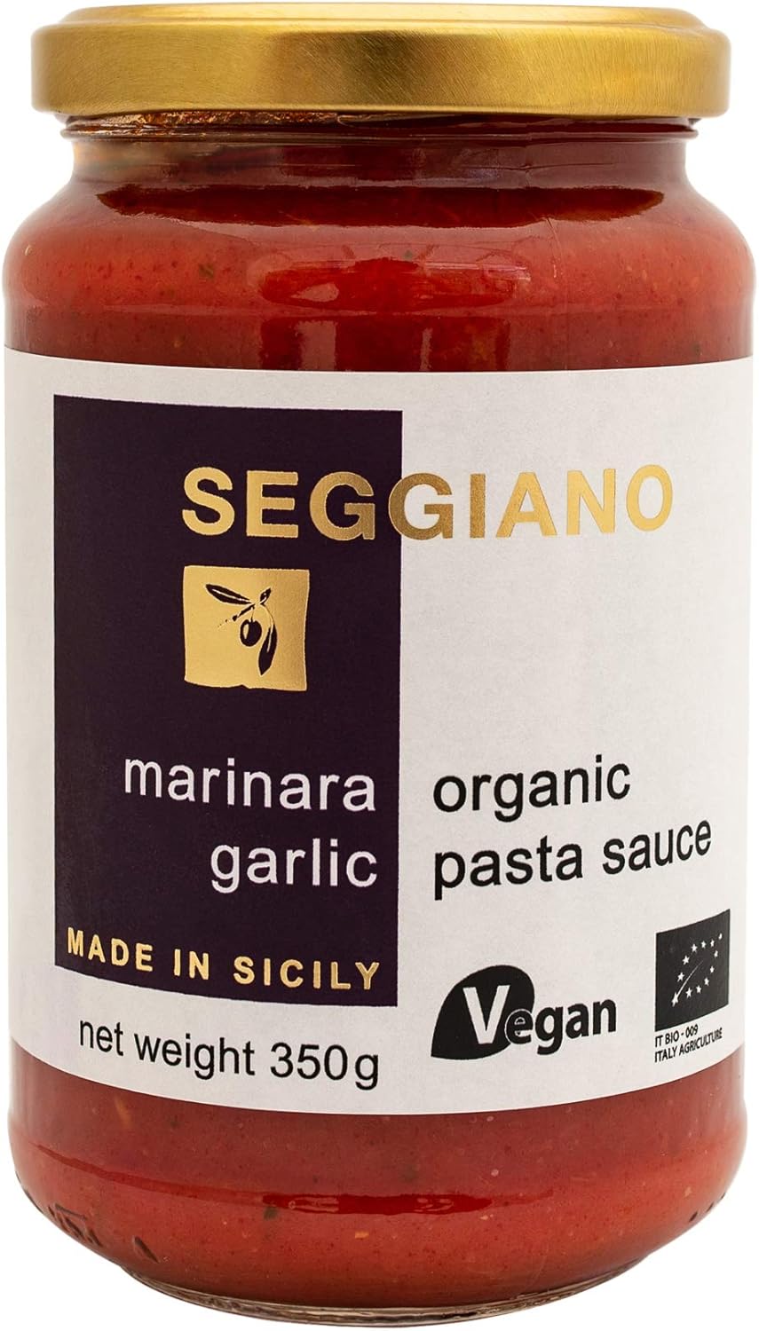 Seggiano Organic Marinara Pasta Sauce 350g - Vegan, Vegetarian, Gluten Free, GMO Free, & Suitable for Coeliacs - Sugo Made in Sicily with Award Winning Extra Virgin Olive Oil