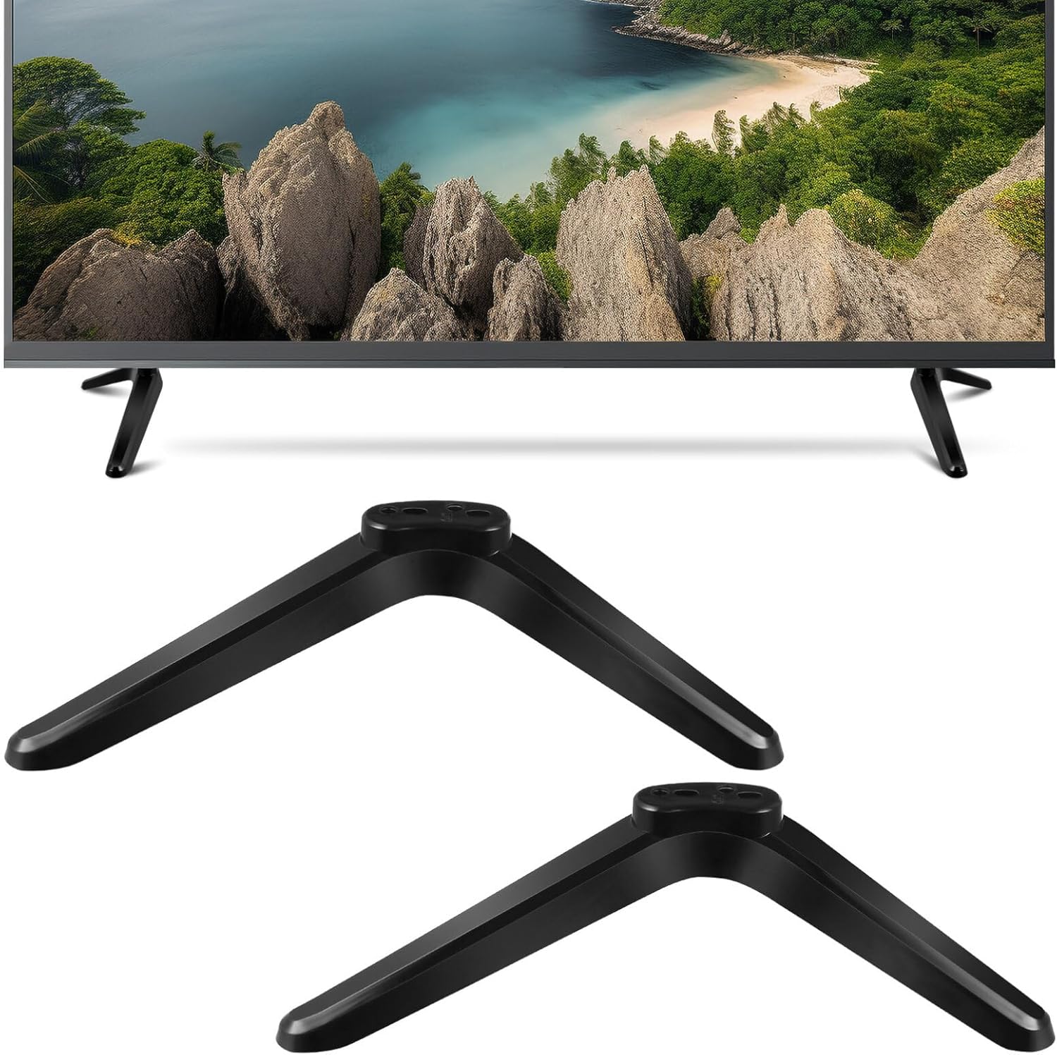 Luxshiny TV Stand Tabletop for Roku - 1pair TV Stand Foot with Screws, Replacement TV Legs for Home, TV Pedestal Feet, Easy to Install, 21.50X6.00X3.00CM, Black