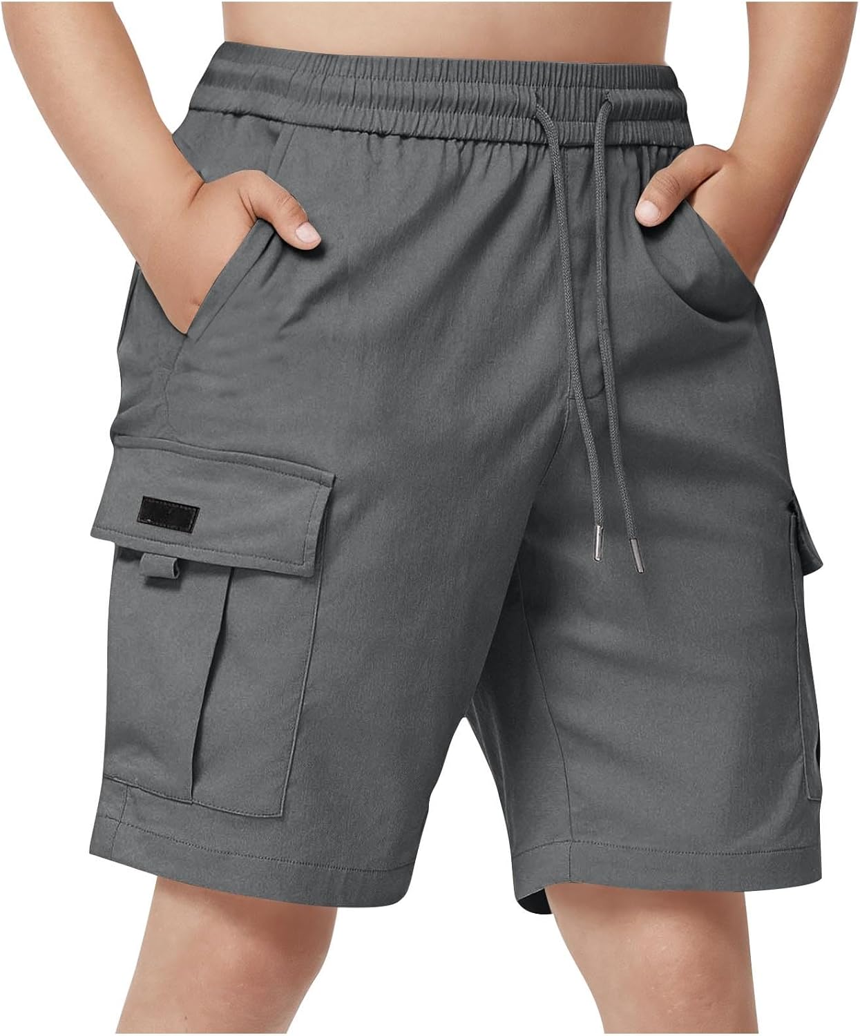 duxyoz Boys Cargo Shorts Kids Drawstring Lightweight Summer Short with Pockets Baggy Loose Casual Sweat Shorts Outdoor Joggers Sweatpants Bermuda Short Straight Leg Running Hiking Pants 5-15 Years