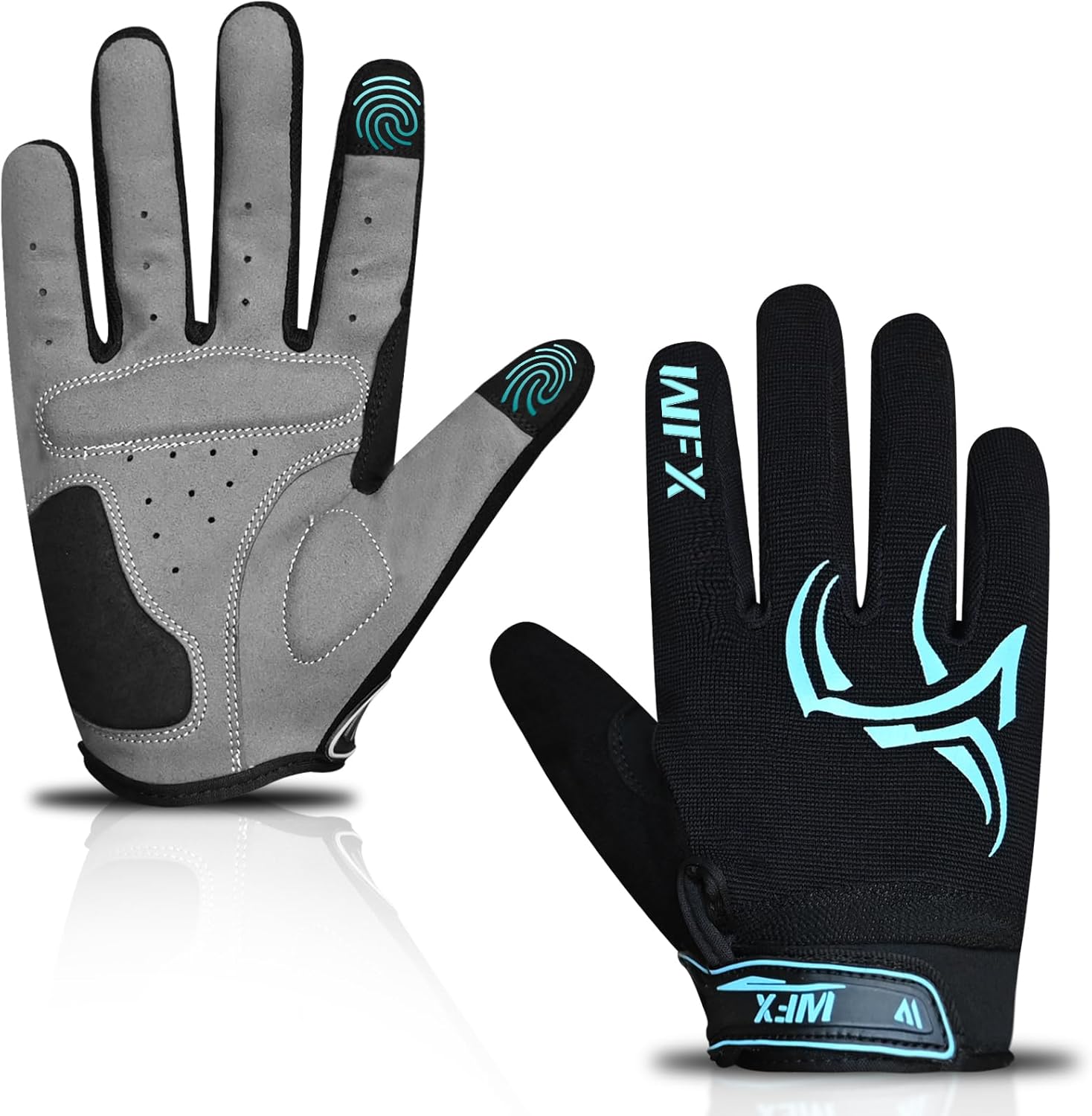 Full Finger Cycling Gloves for Men & Women, Touchscreen Bike Gloves for MTB, Road, BMX & Motorcycle, Breathable Anti-Slip Padded Gloves for Riding, Fitness and Outdoor Sports