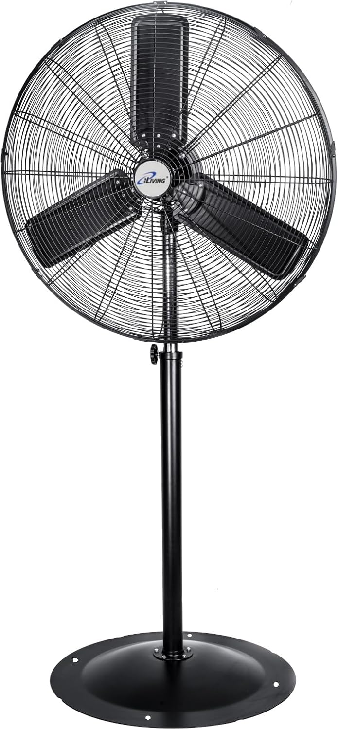 iLiving 30" Commercial Pedestal Oscillating Fan - Shop, Garage, Warehouse - 120V 1.8A 8400 CFM