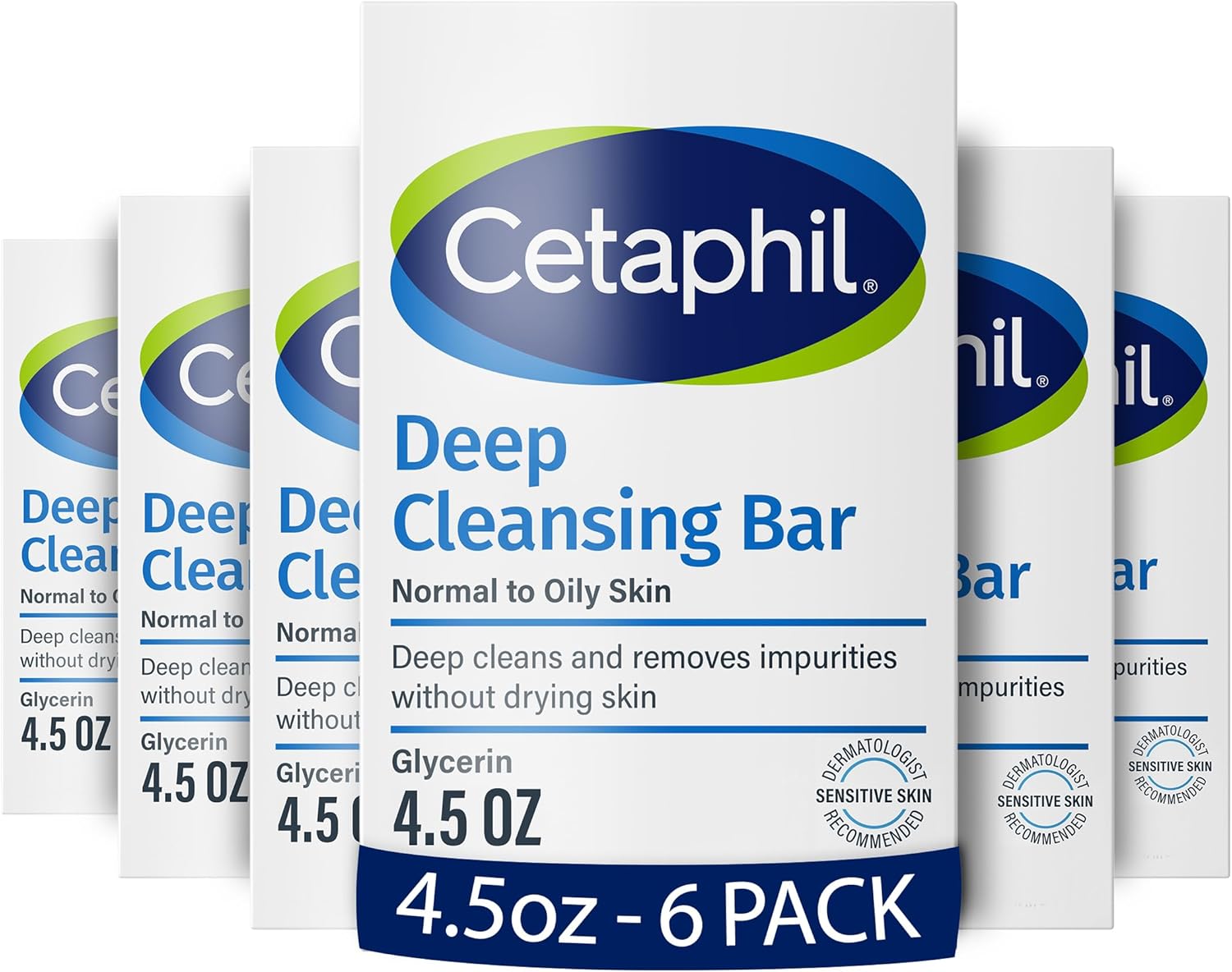 Cetaphil Deep Cleansing Face & Body Bar for All Skin Types, 6 Count