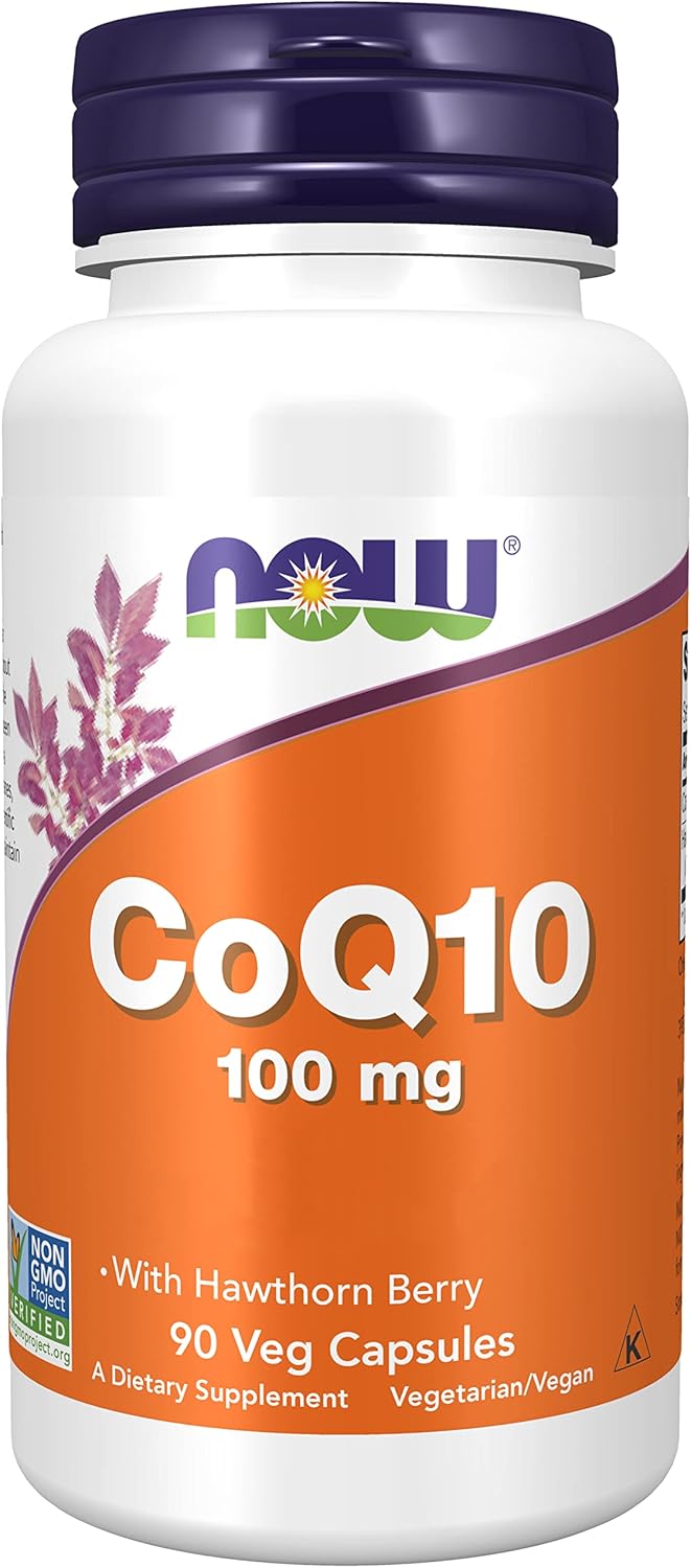 Now Foods, CoQ10 (Coenzyme Q10), 100mg, with Hawthorn, 90 Vegan Tablets, Lab-Tested, Gluten Free, Soy Free, Vegetarian, Non-GMO